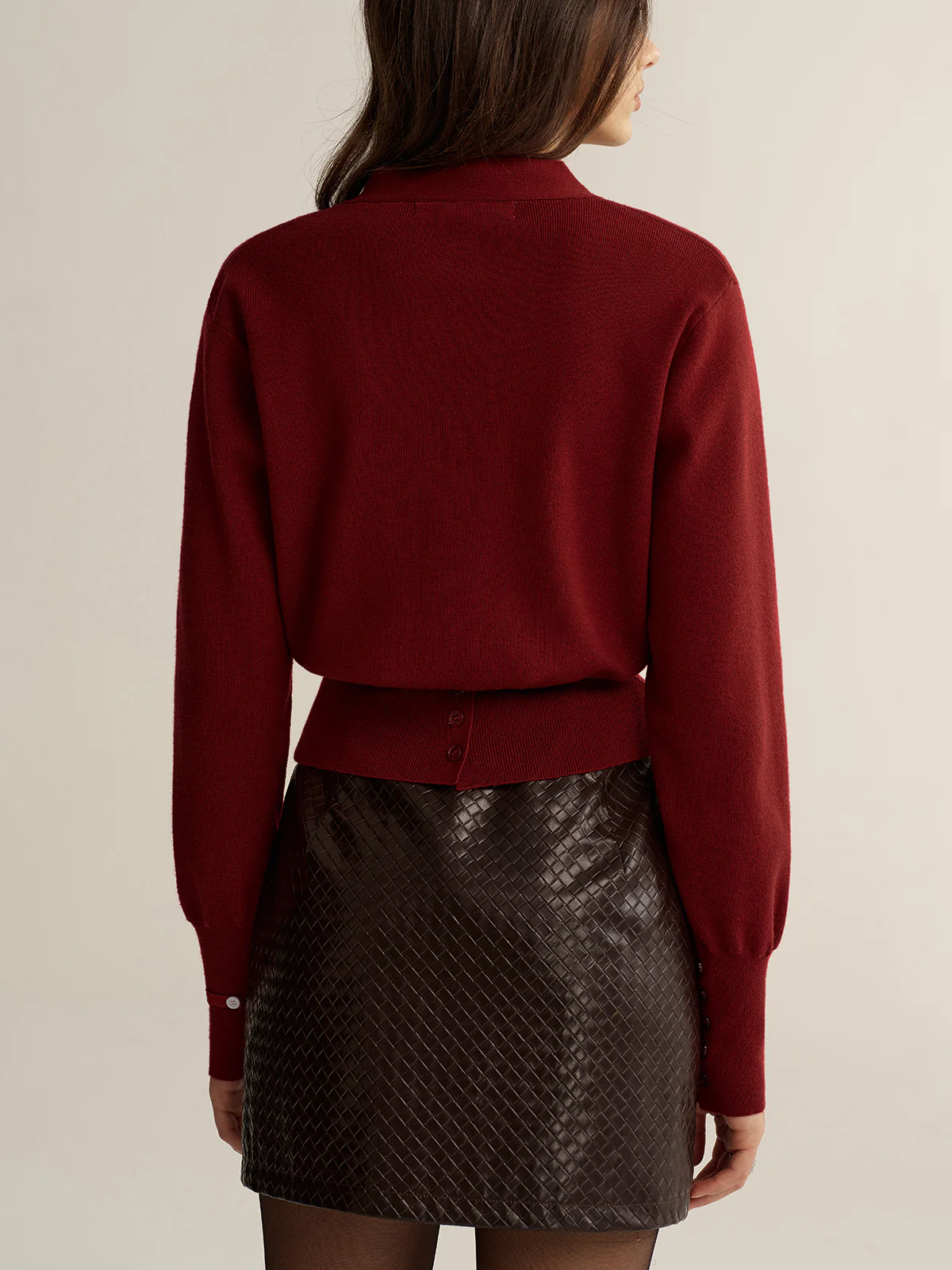 Button-Front V-Neck Cropped Cardigan - Wholesalesil