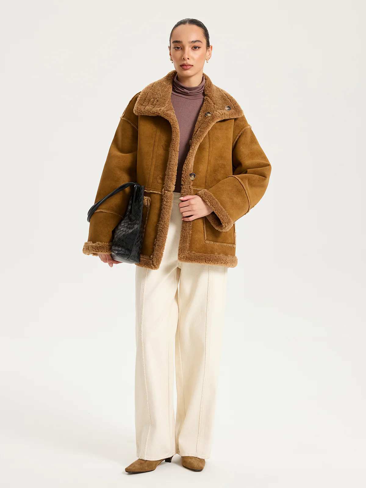 Reversible Shearling Collared Jacket - Wholesalesil