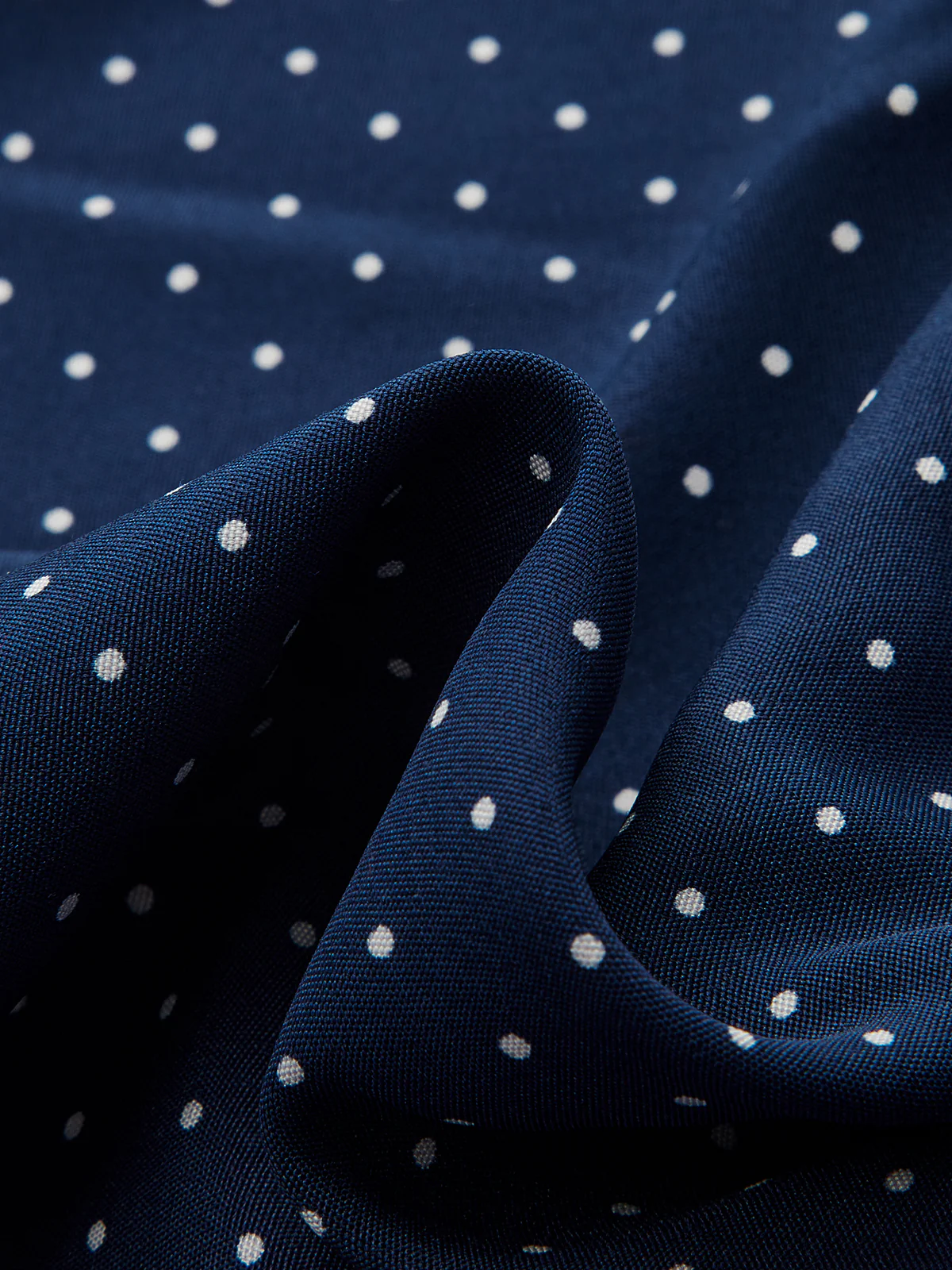 Polka Dot Stand-Collar Flare Dress - Wholesalesil