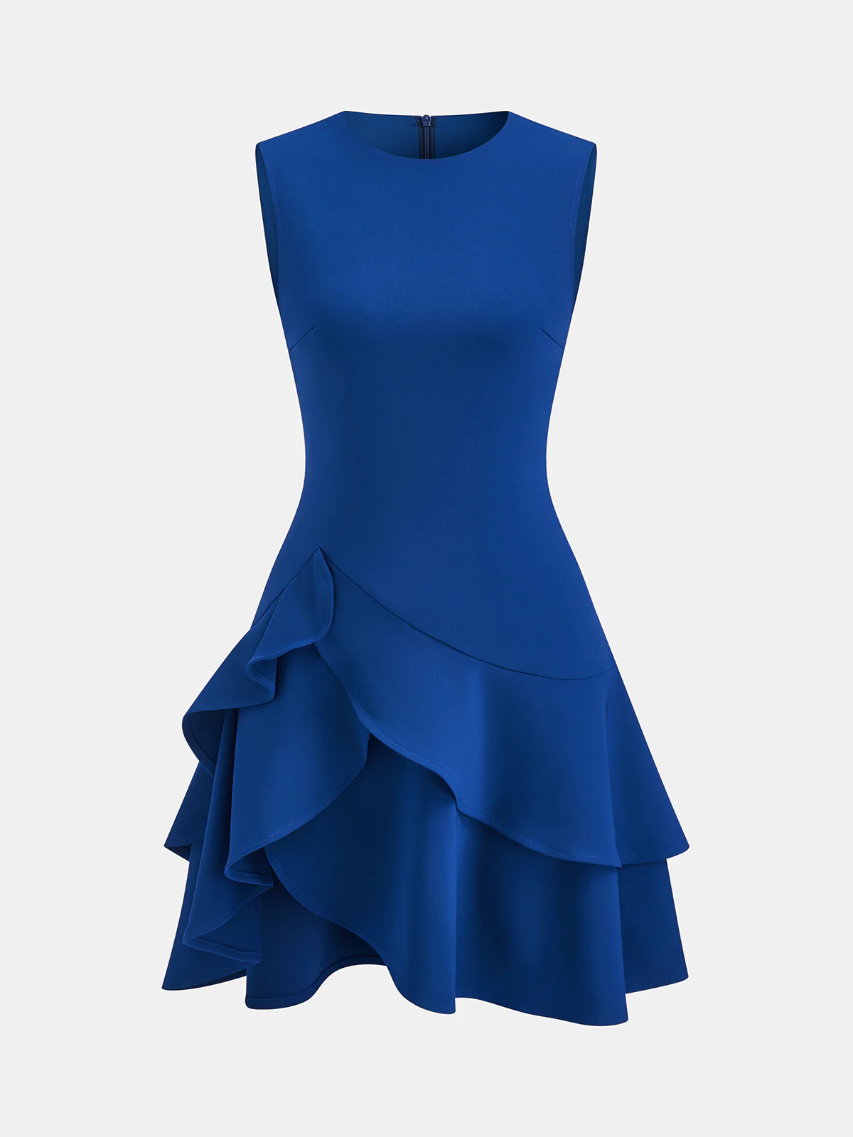 Asymmetric Ruffle Hem Sleeveless Mini Dress - Wholesalesil