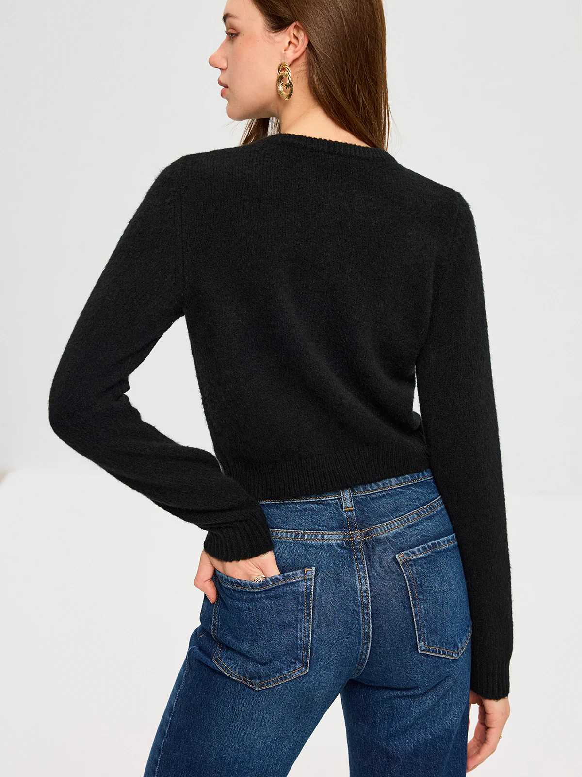 Wool Blend Metal Button Cardigan - Wholesalesil