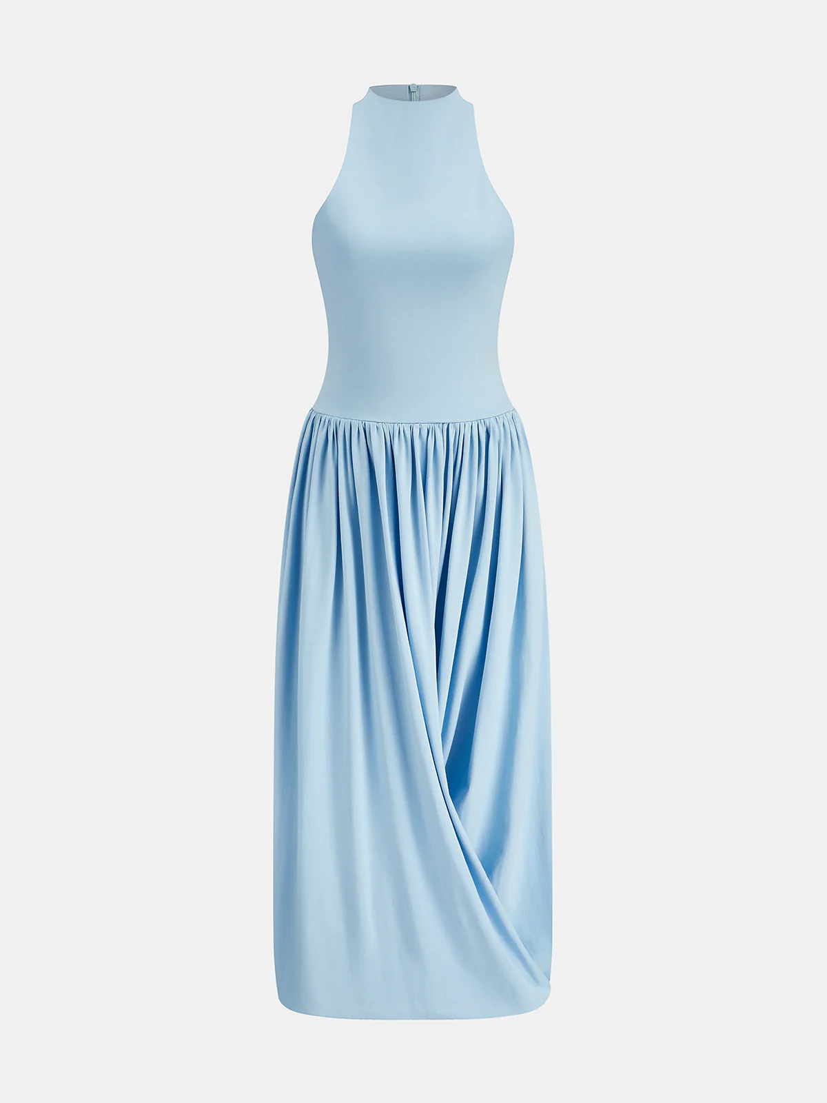 Draped Sleeveless Fitted Maxi Dress - Wholesalesil