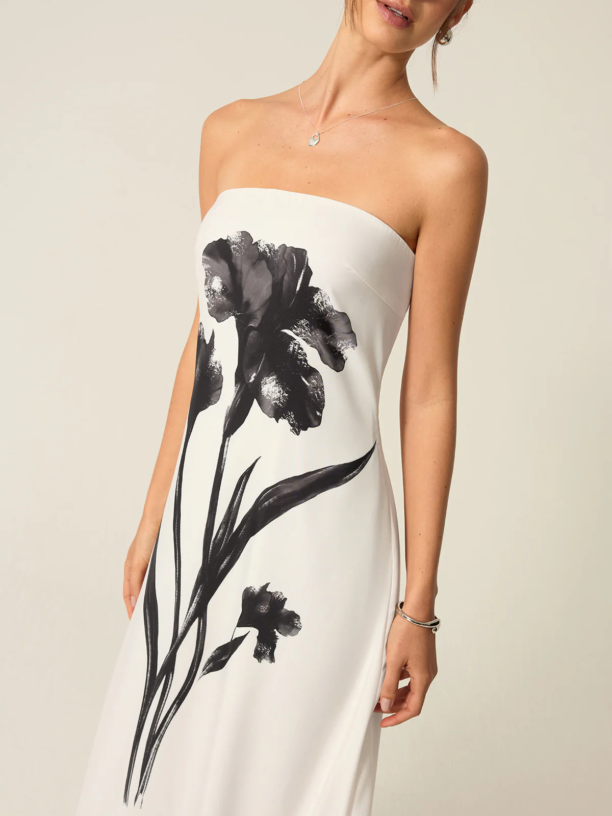 Strapless Floral Print Maxi Dress - Wholesalesil