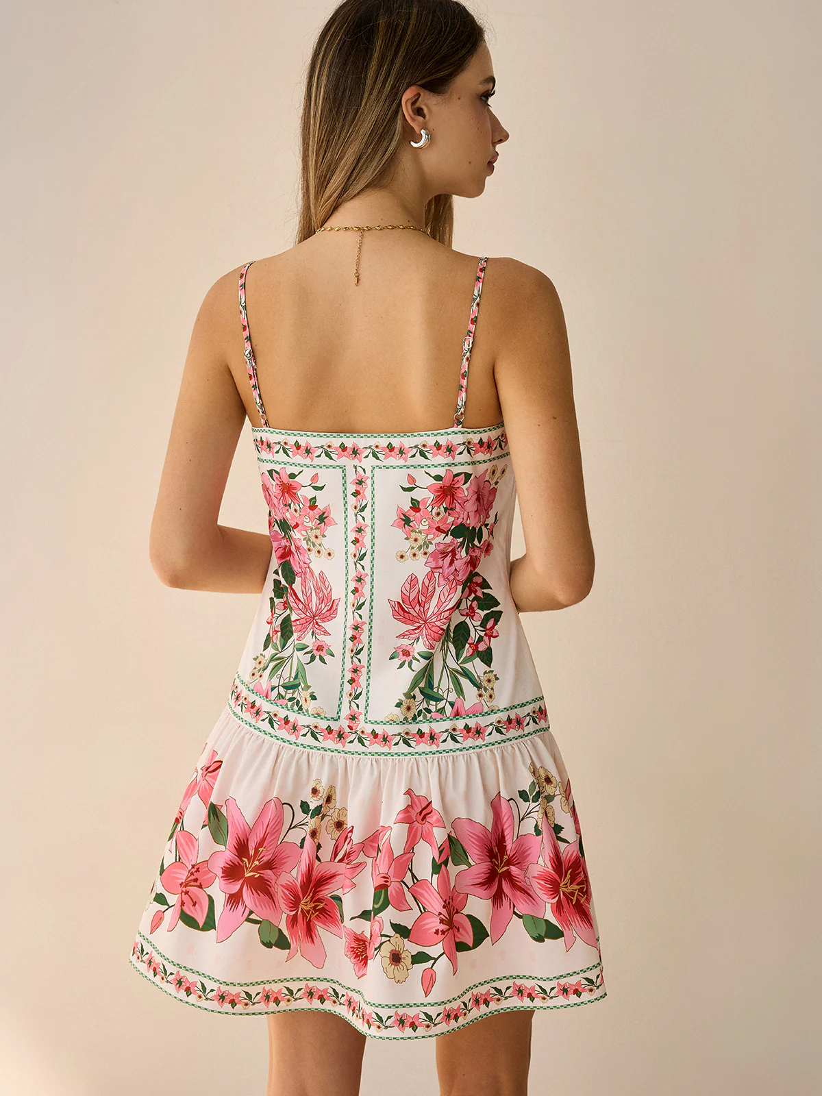 Floral Print Spaghetti Strap Mini Dress - Wholesalesil