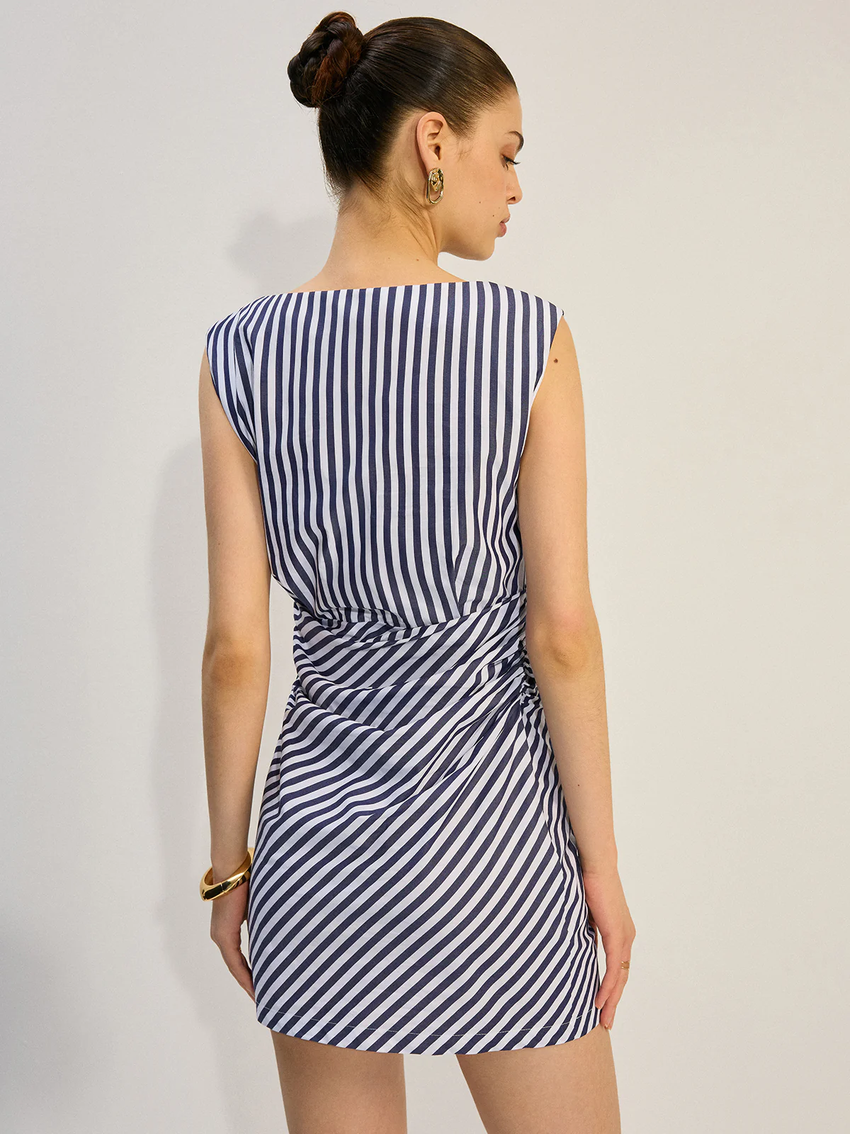 Striped Ruched Mini Dress - Wholesalesil