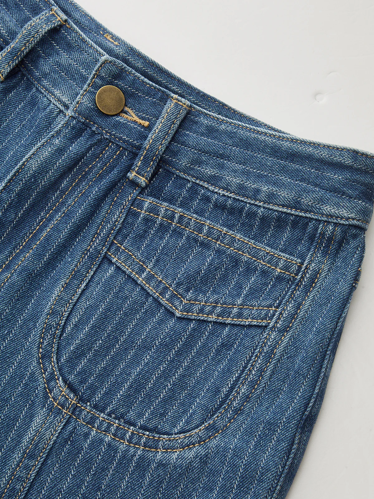 Pinstripe Mid-Waisted Straight-Leg Jeans - Wholesalesil