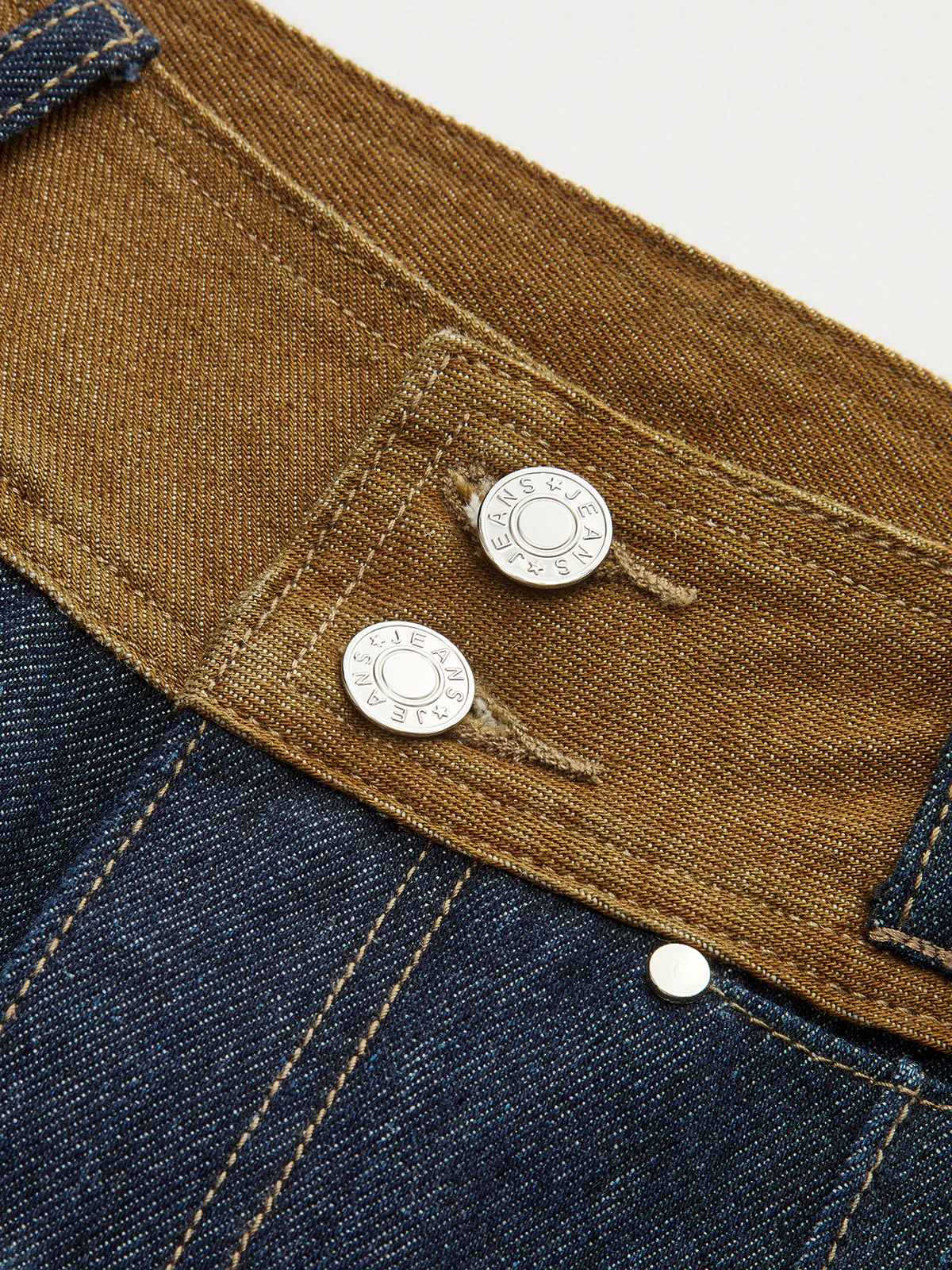 Contrast Waistband Denim Straight-Leg Pants - Wholesalesil