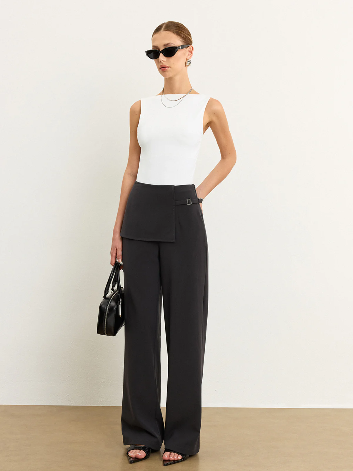 Asymmetric Waist Pants - Wholesalesil