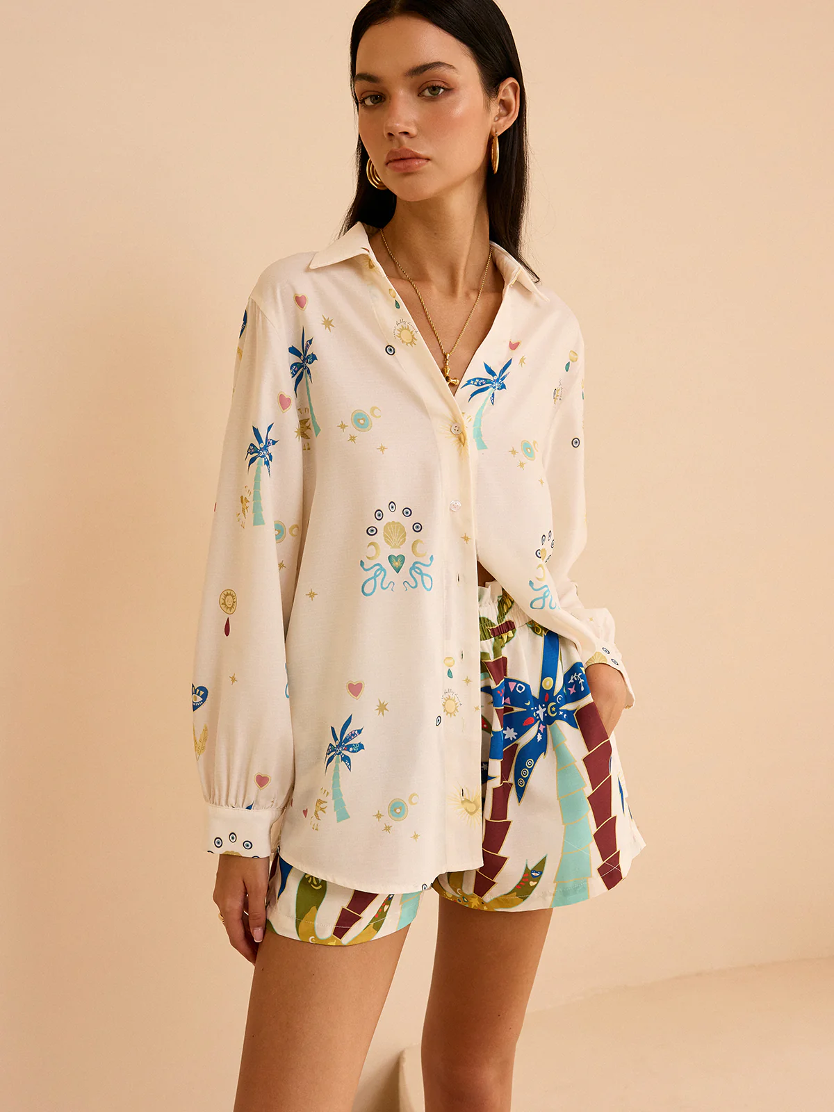 Tropical Print Shorts Set - Wholesalesil