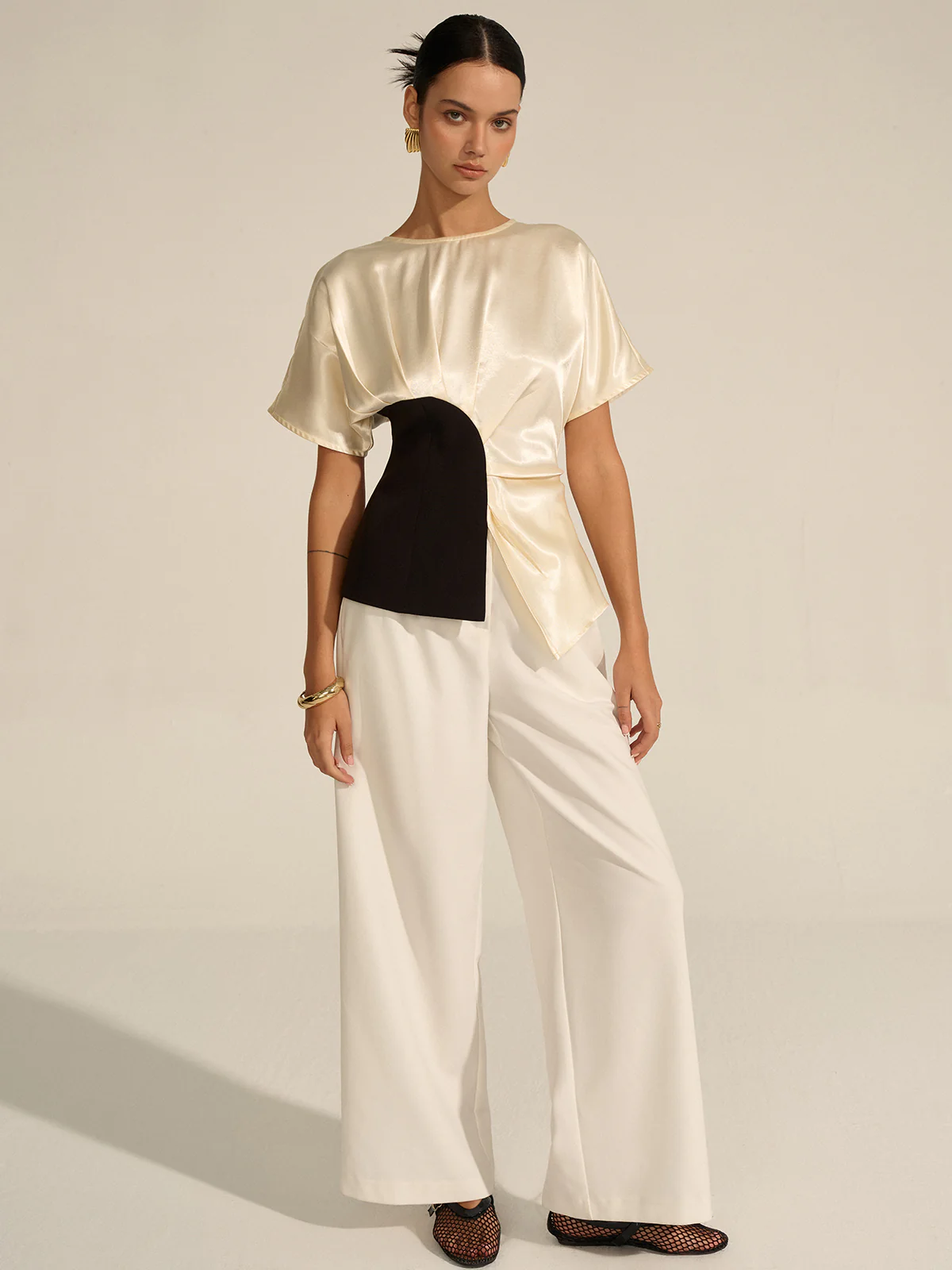 Asymmetric Color-Block Top - Wholesalesil