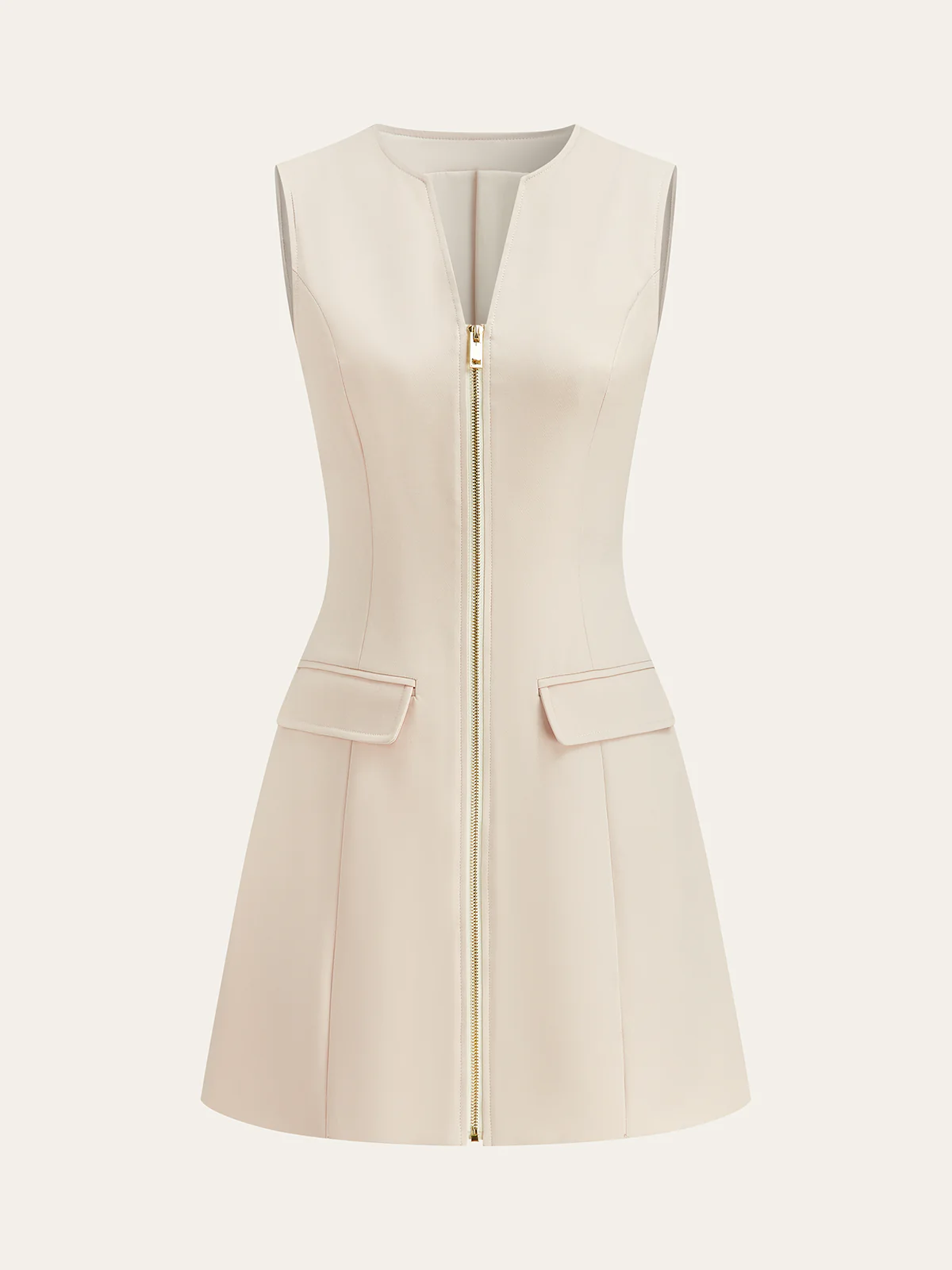 Pocketed Zip-Up Mini Dress - Wholesalesil