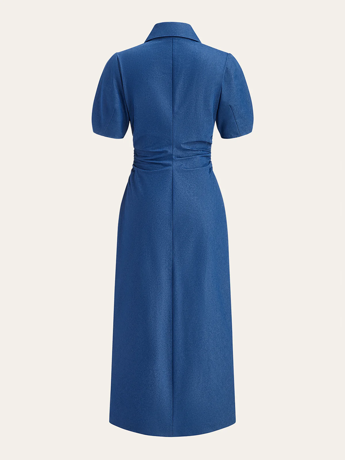 Ruched Polo-Collar Button-Front Midi Dress - Wholesalesil