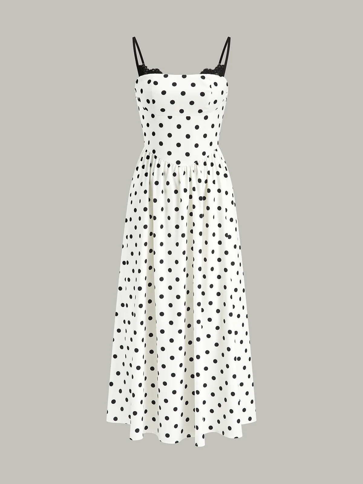 Lace Trim Polka Dot Cami Dress - Wholesalesil