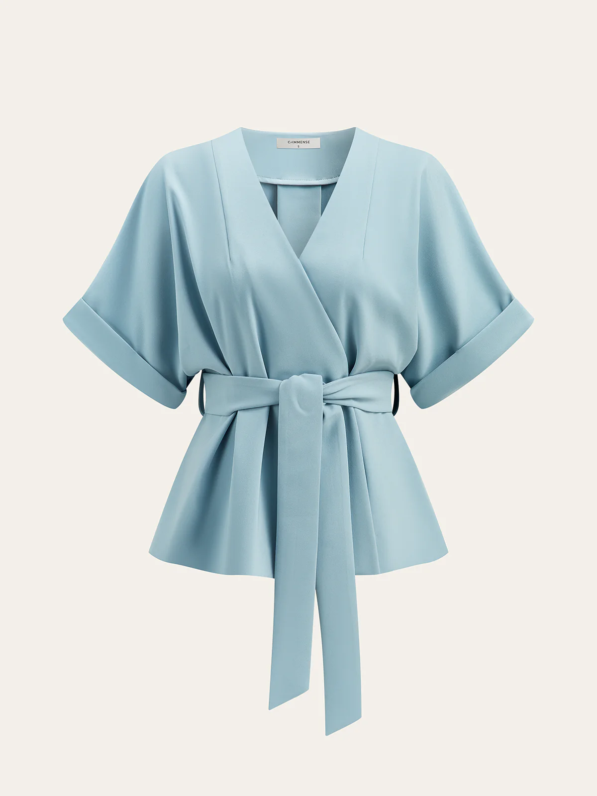 Wrap-Front Belted Blouse - Wholesalesil