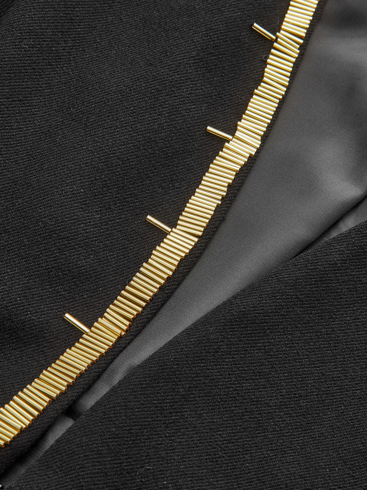 Zip-Front Gold Embellished Mini Dress - Wholesalesil