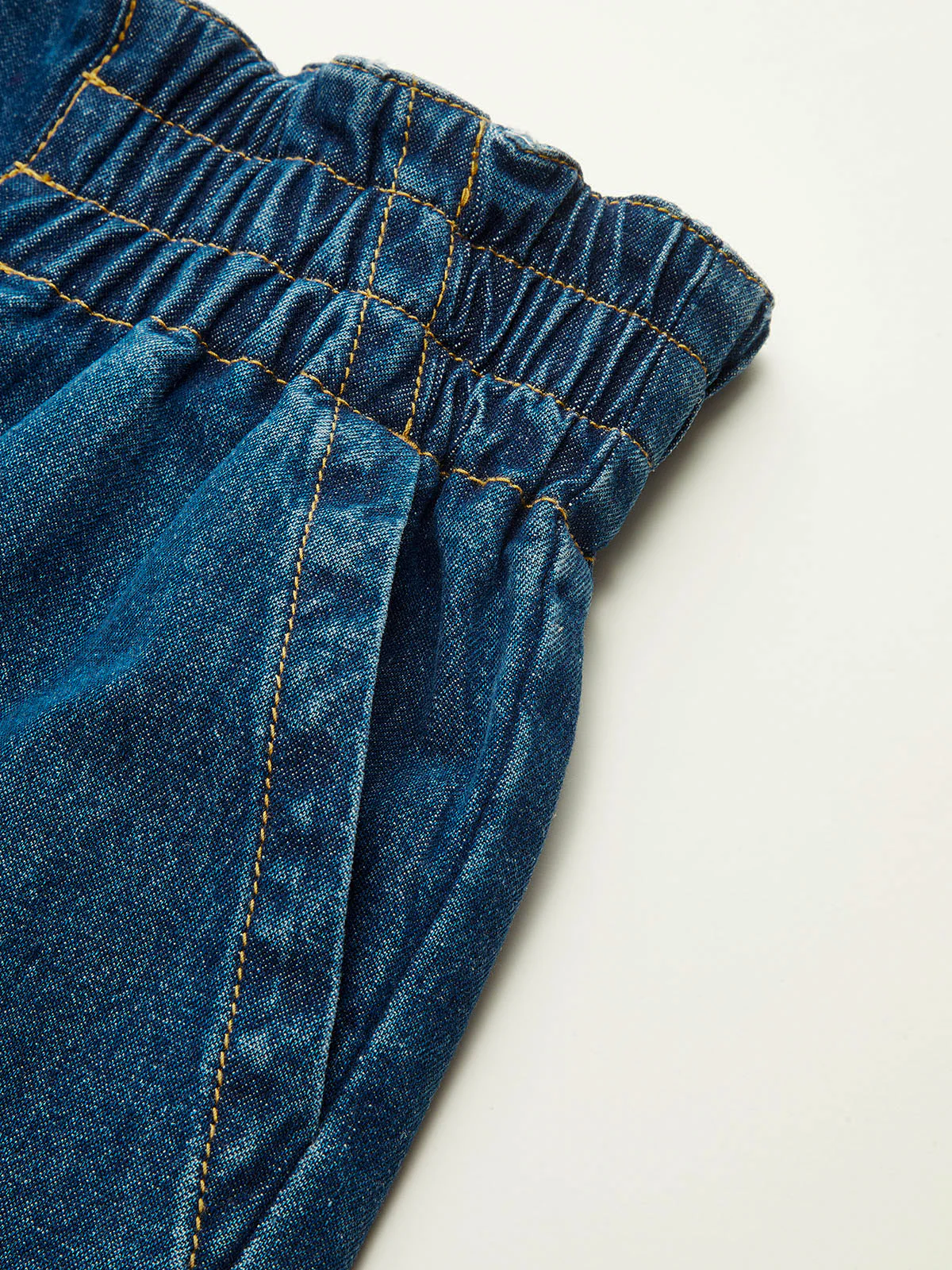 Elastic Waistband Denim Wide-Leg Pants - Wholesalesil