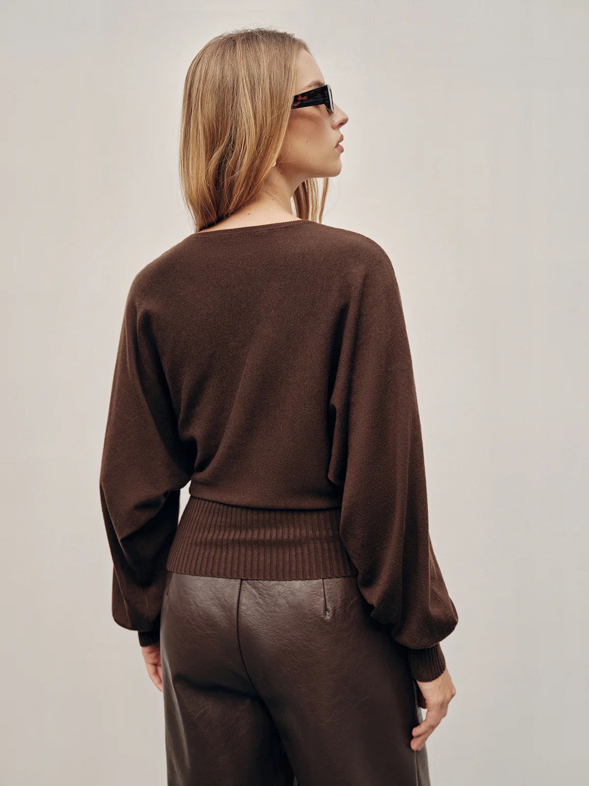 Tie-Waist V-Neck Wool-Blend Sweater - Wholesalesil