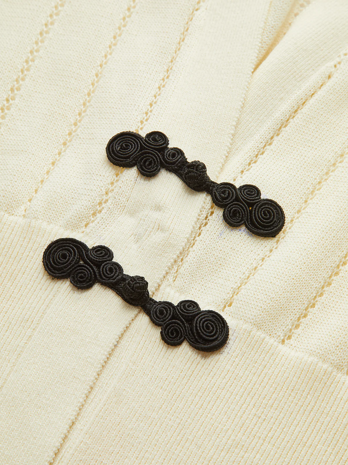 Eyelet-Striped Waist-Cinched Knit Cardigan - Wholesalesil