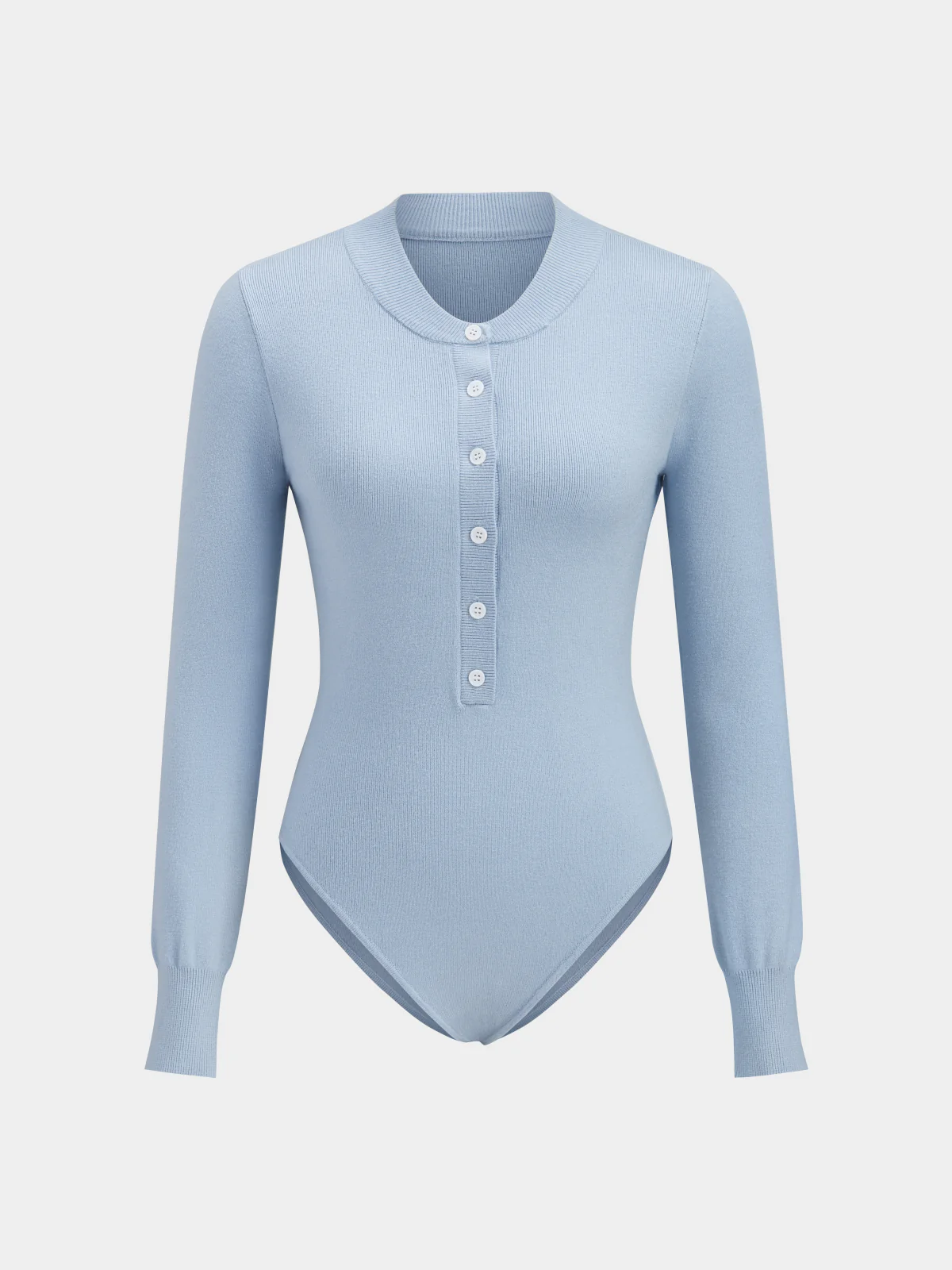 Henley Neck Button-Down Knit Bodysuit - Wholesalesil