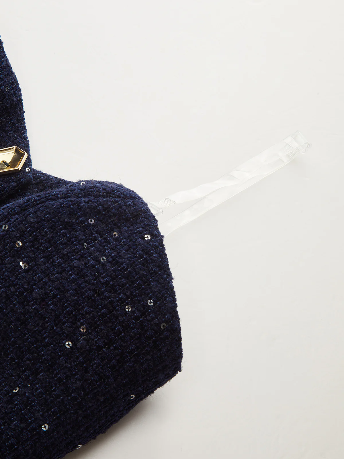 Metal Button Sequin Tweed Strapless Vest - Wholesalesil