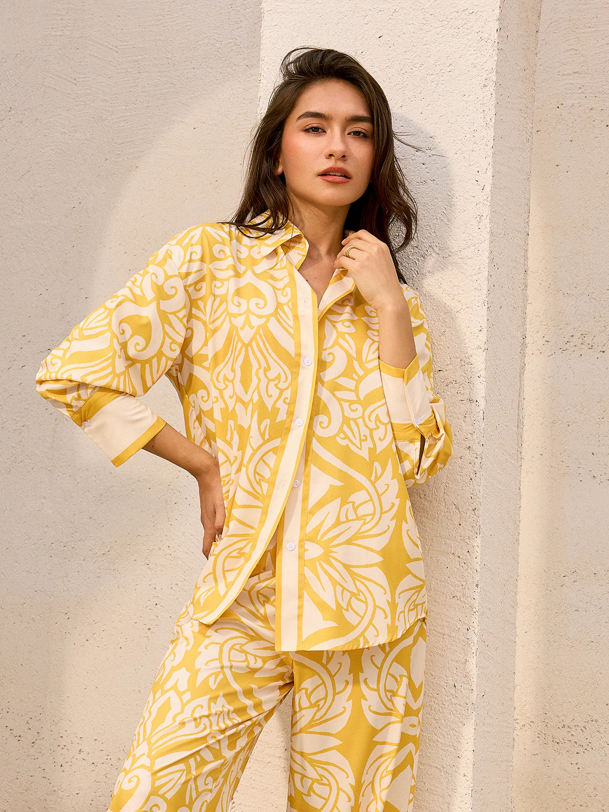 Oversized Patterned Shirt - Wholesalesil