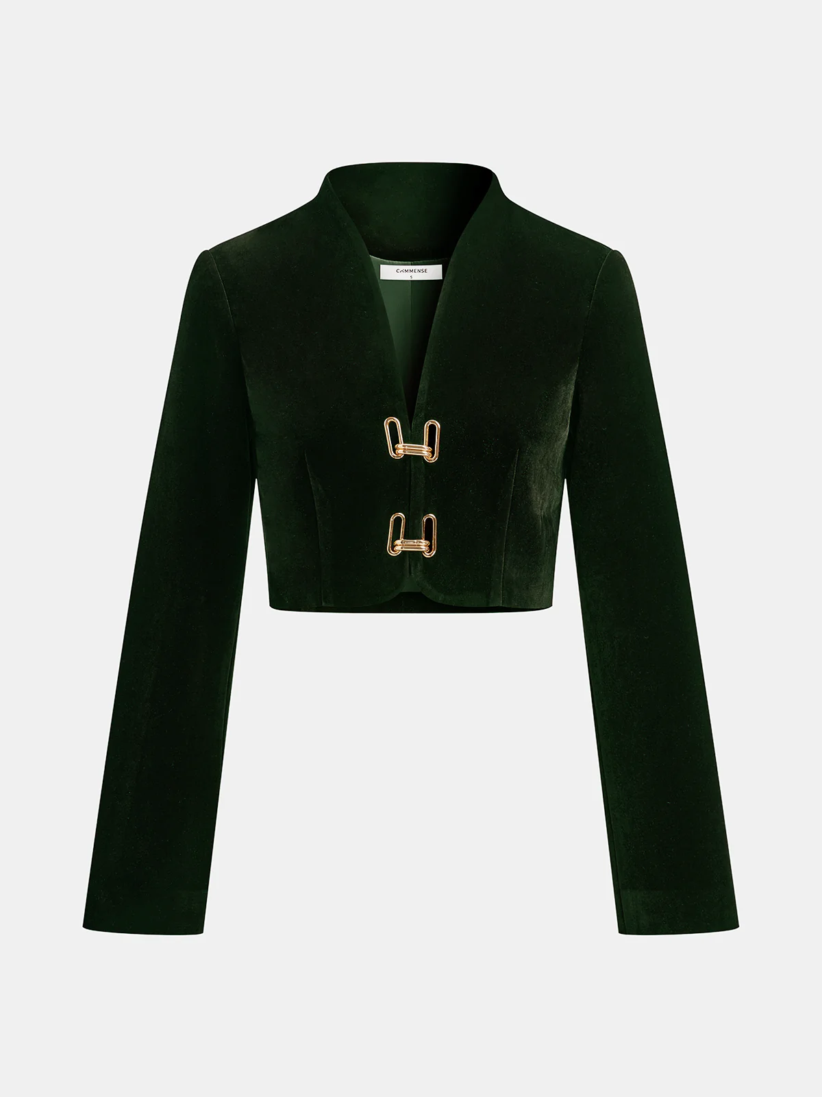 Metal Buckle Corduroy Stand Collar Jacket - Wholesalesil