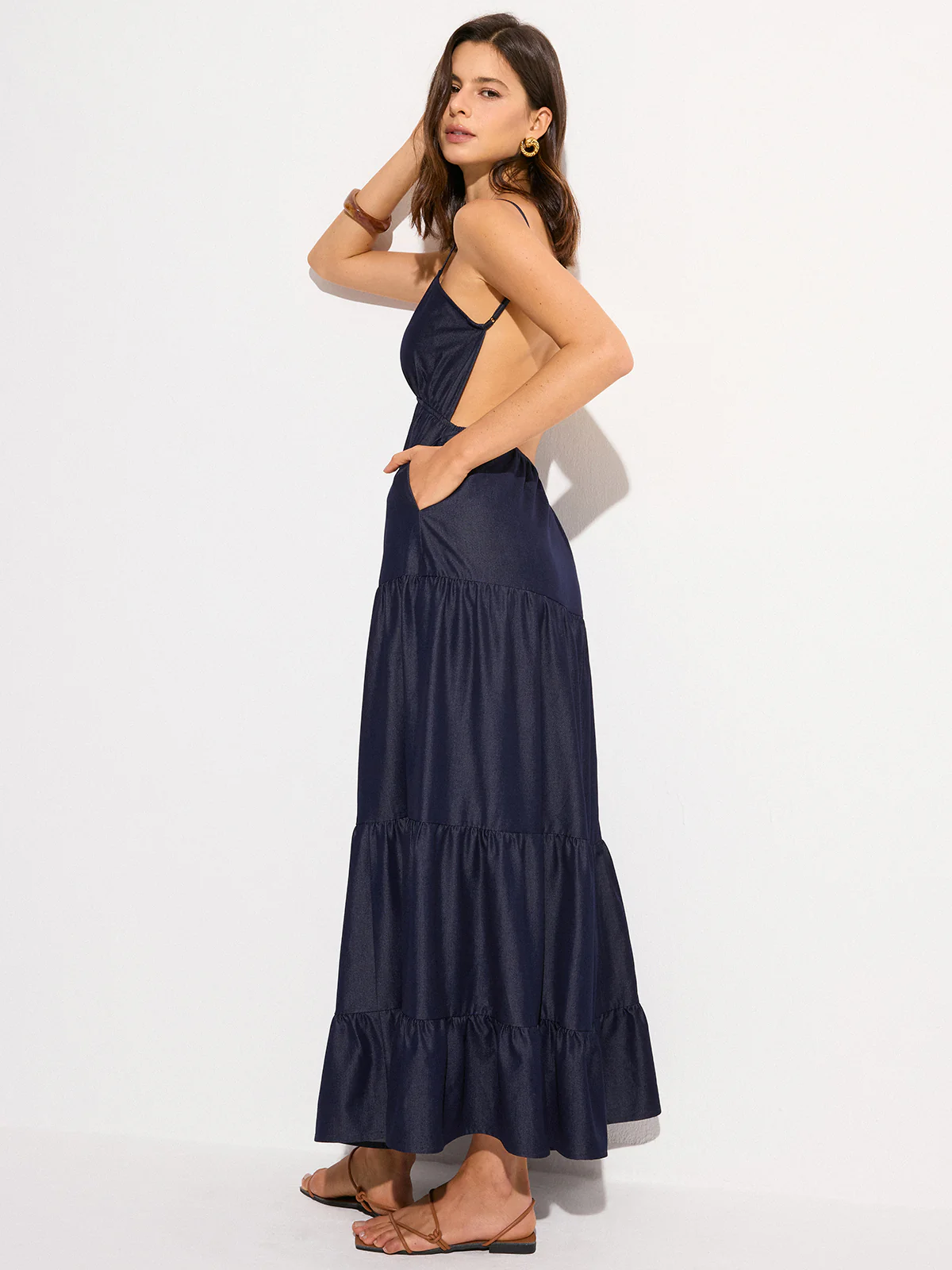 Backless Tiered Maxi Dress - Wholesalesil