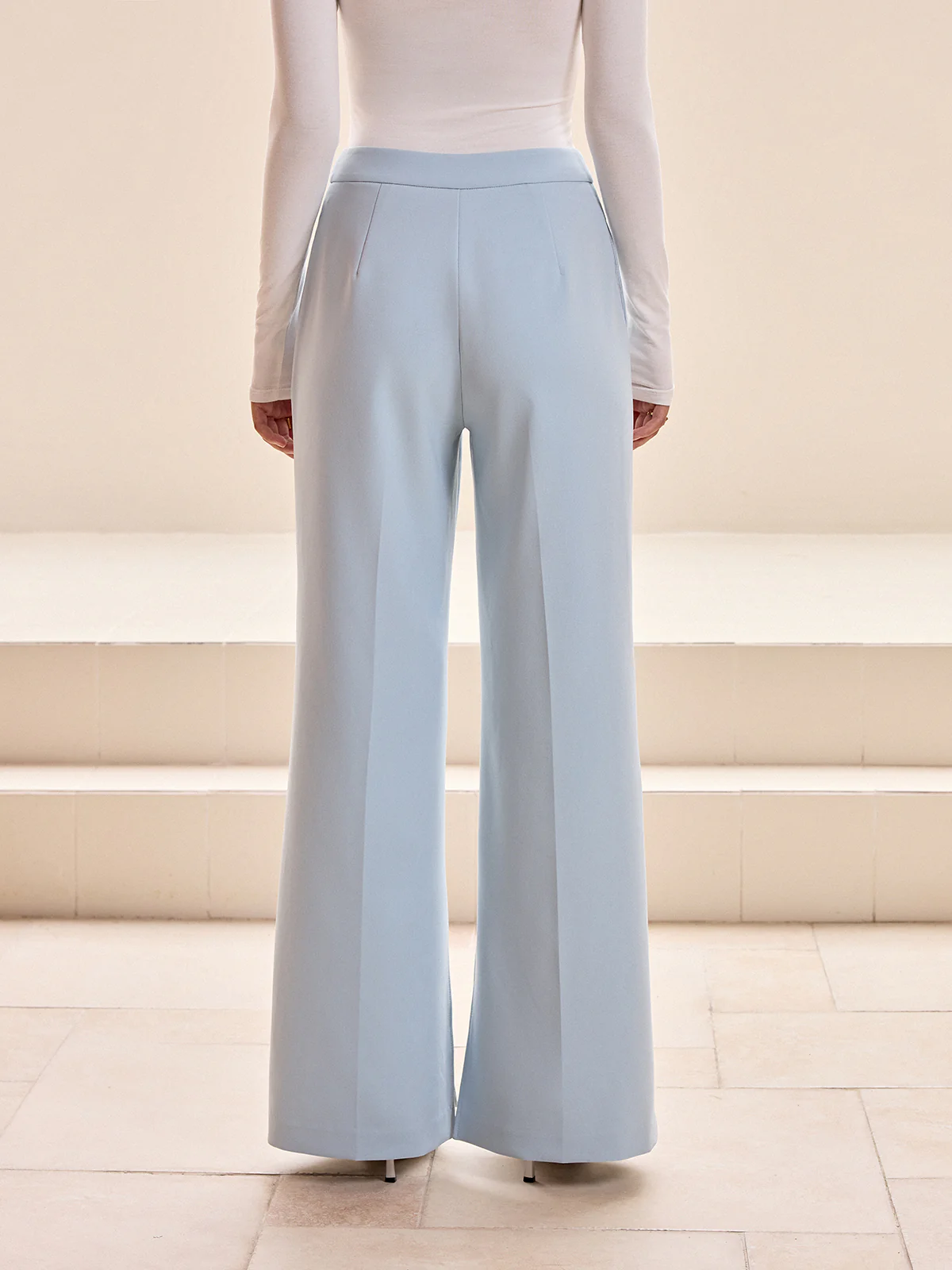 Mid-Waist Wide-Leg Slit Pants - Wholesalesil