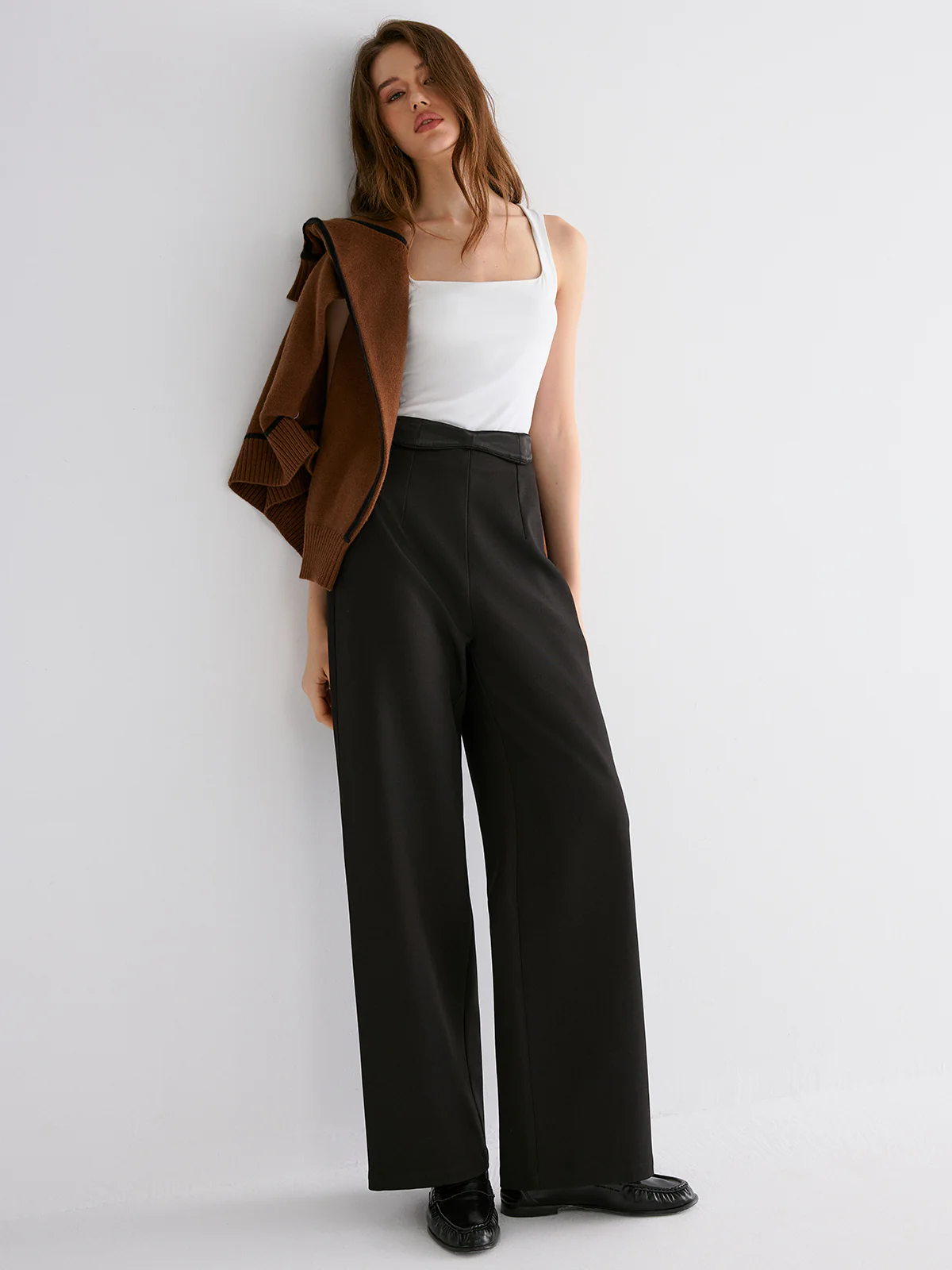 High-Waisted Wide-Leg Pants - Wholesalesil