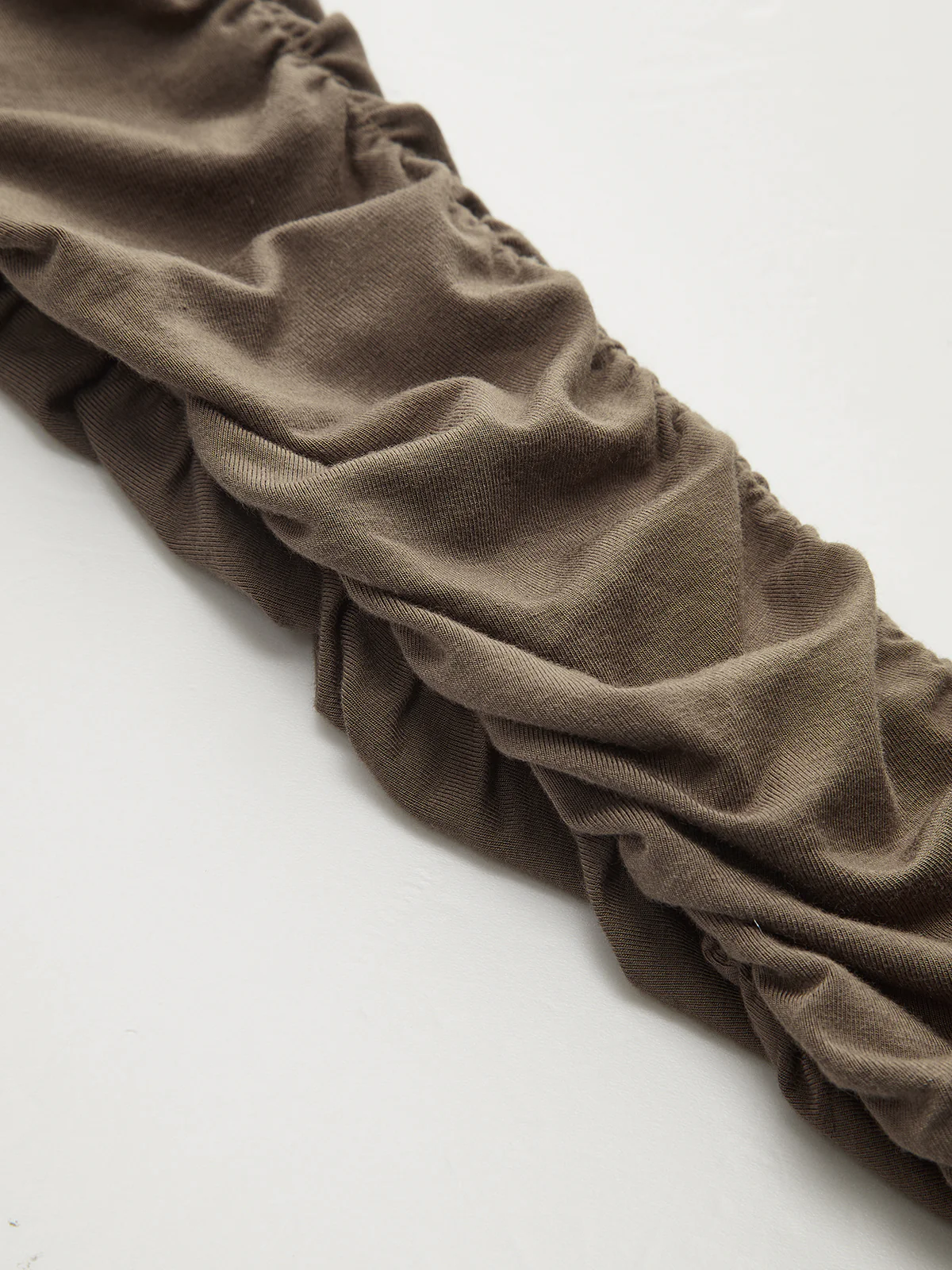 Asymmetric Neck Ruched Long Sleeve Top - Wholesalesil