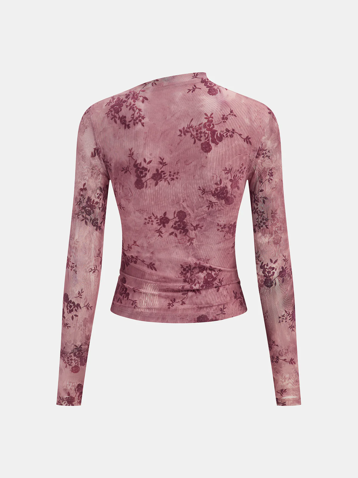 Rose Floral Mesh Ruched Top - Wholesalesil
