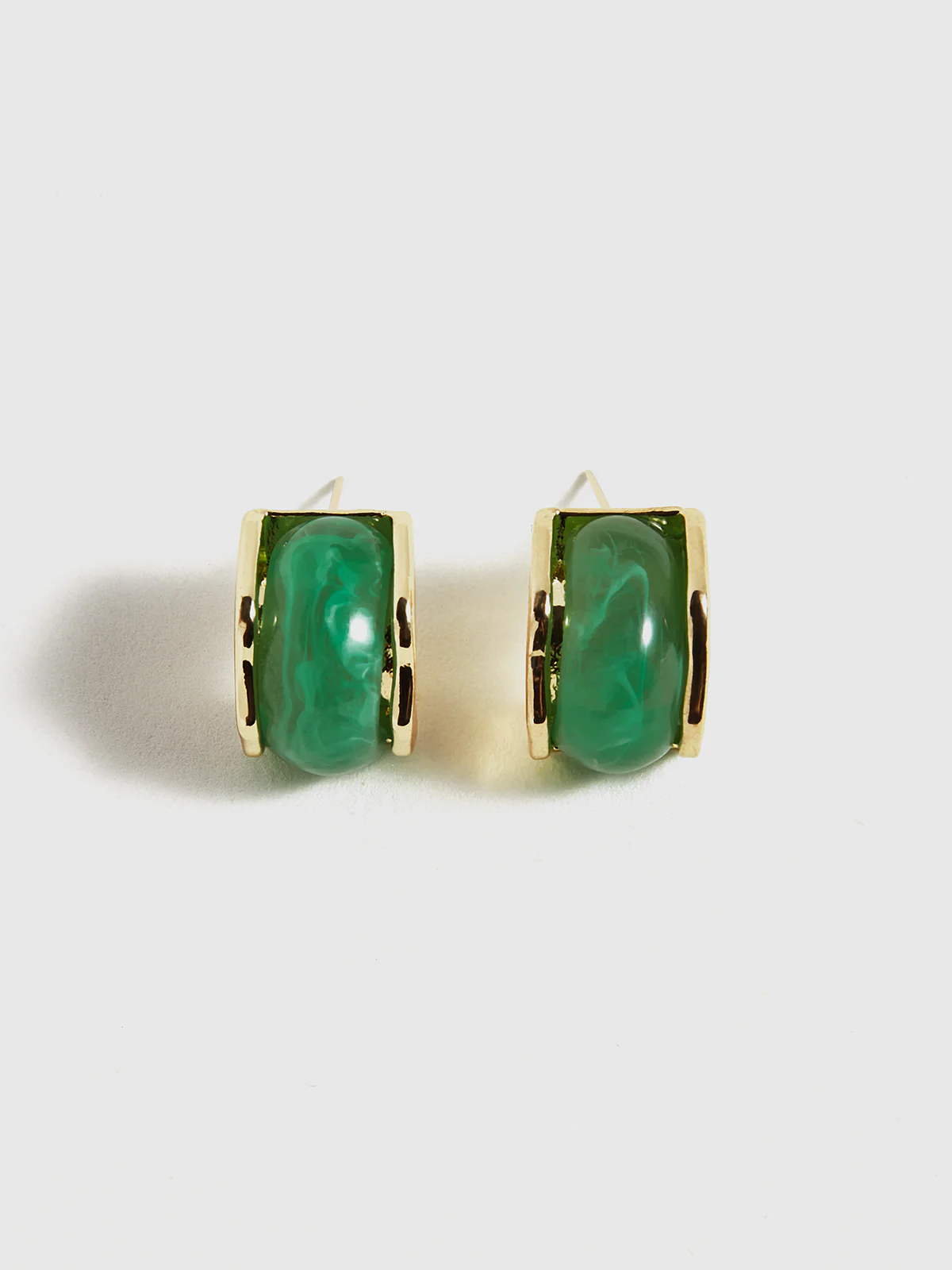 Green Marble Effect Gold-Tone Earrings - Wholesalesil