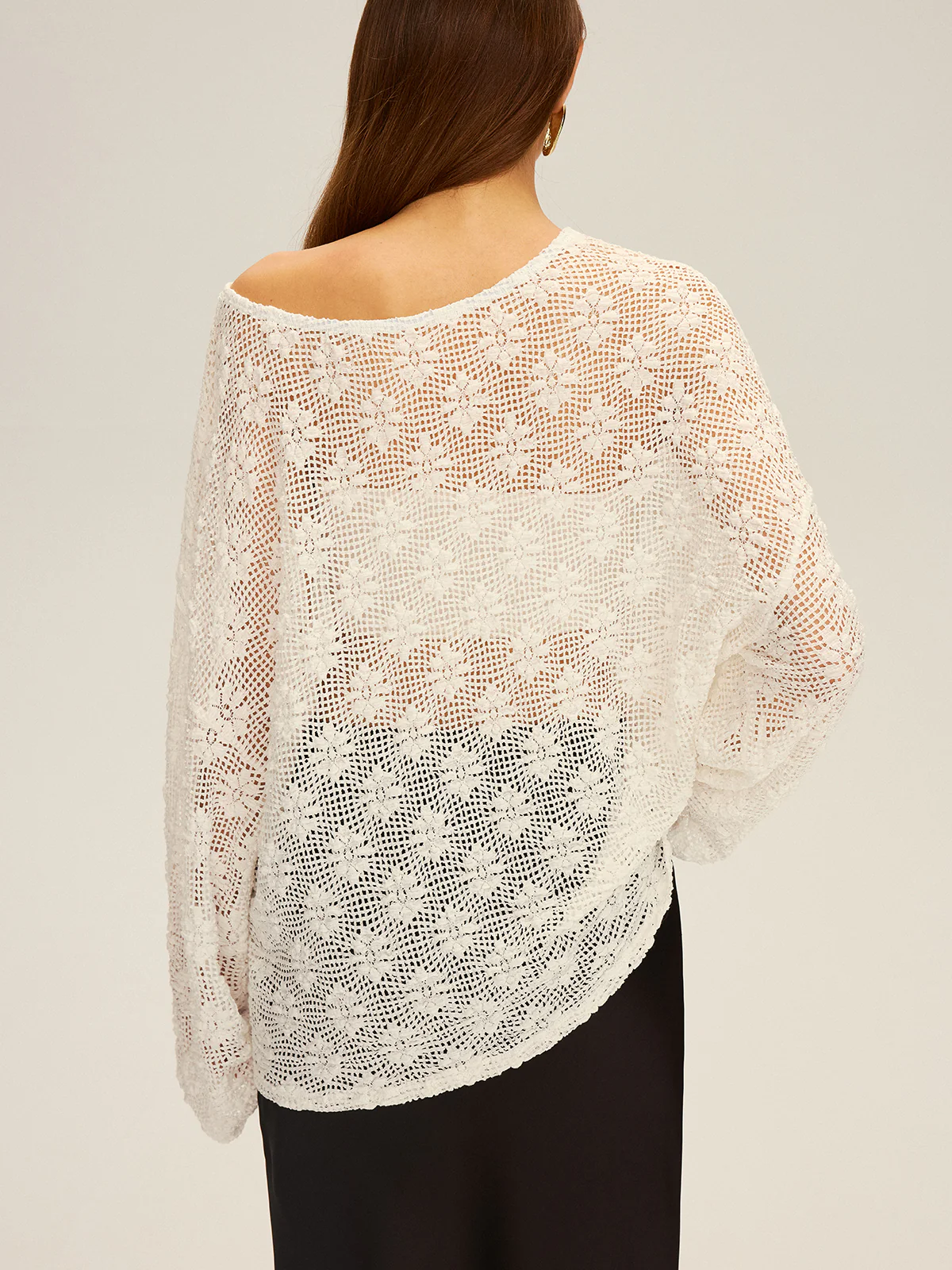 Semi-Sheer Oversized Off-Shoulder Blouse - Wholesalesil