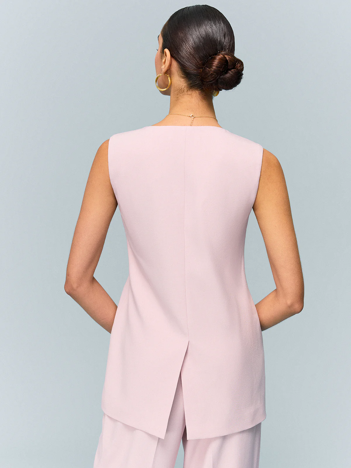 V-Neck Buttoned Detail Vest - Wholesalesil