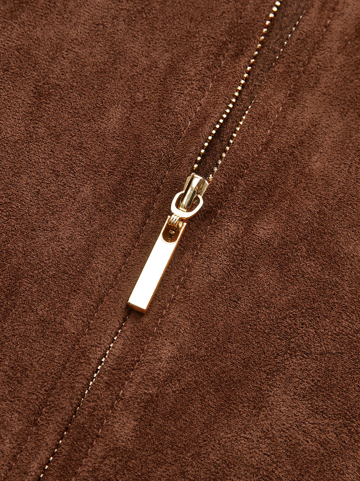 Suede Effect Back Zip Ruched Short-Sleeve Top - Wholesalesil