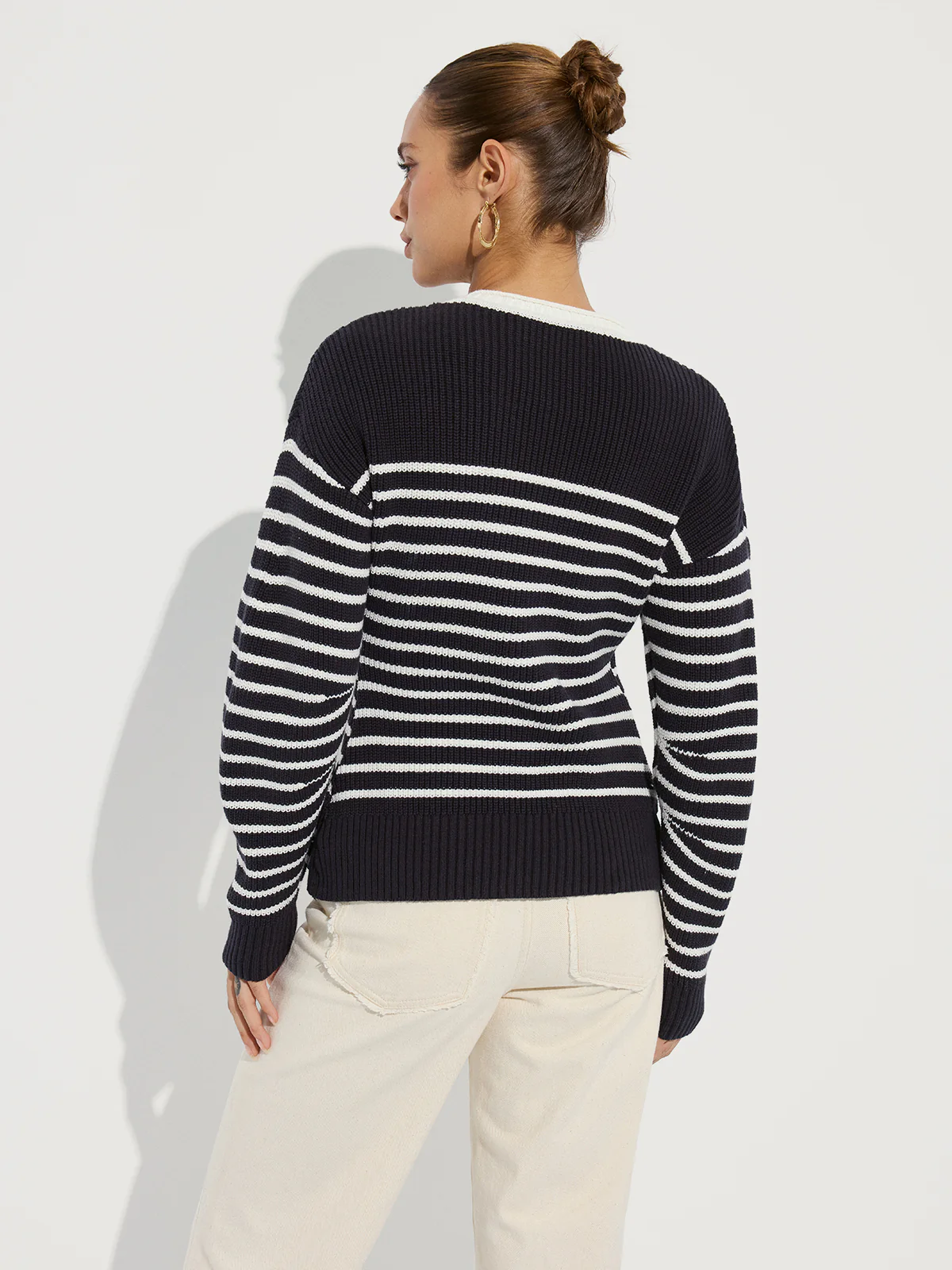 Striped Button-Front Knit Cardigan - Wholesalesil