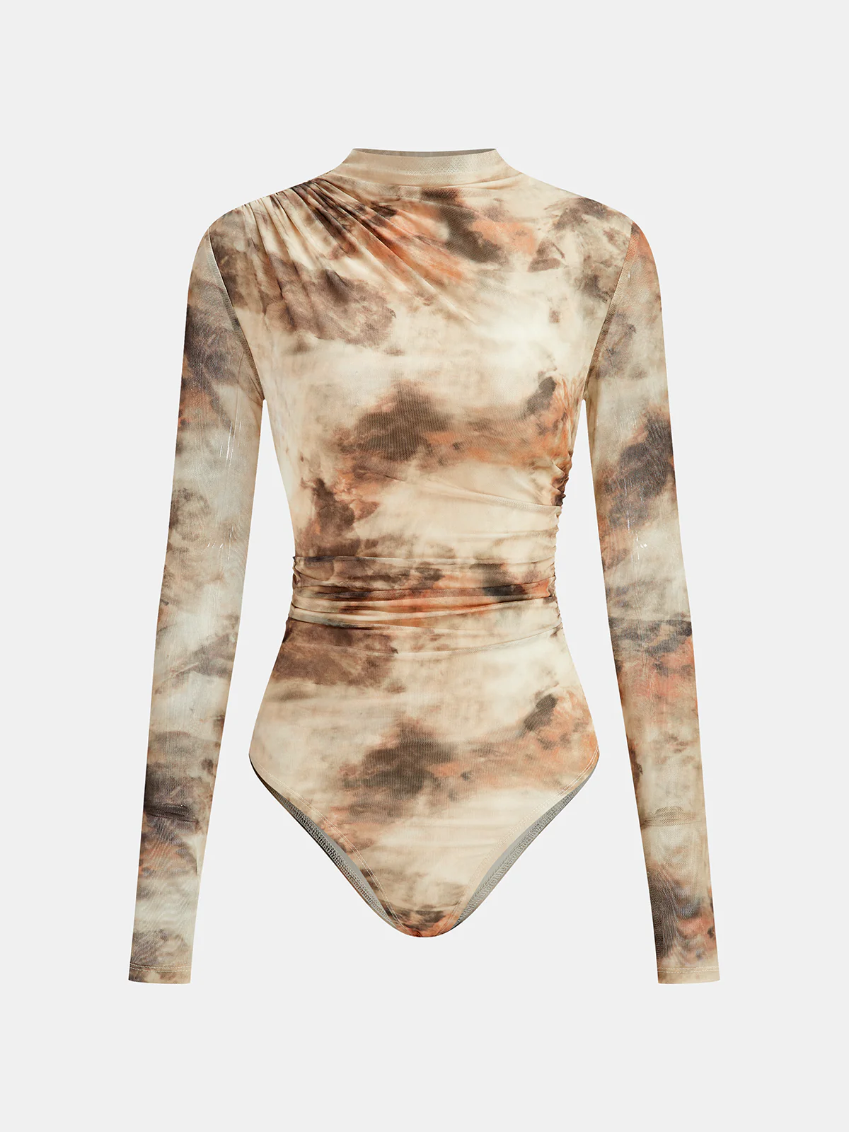 Gradient Print Ruched Long Sleeve Bodysuits - Wholesalesil