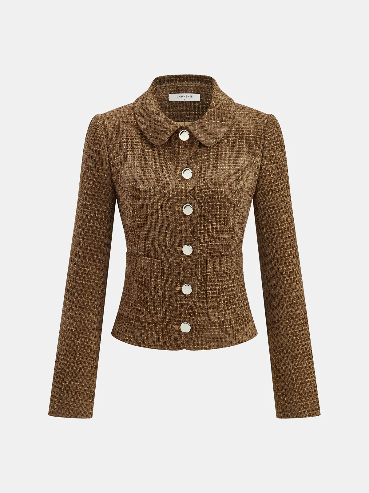 Scalloped Edge Tweed Lapel Jacket - Wholesalesil