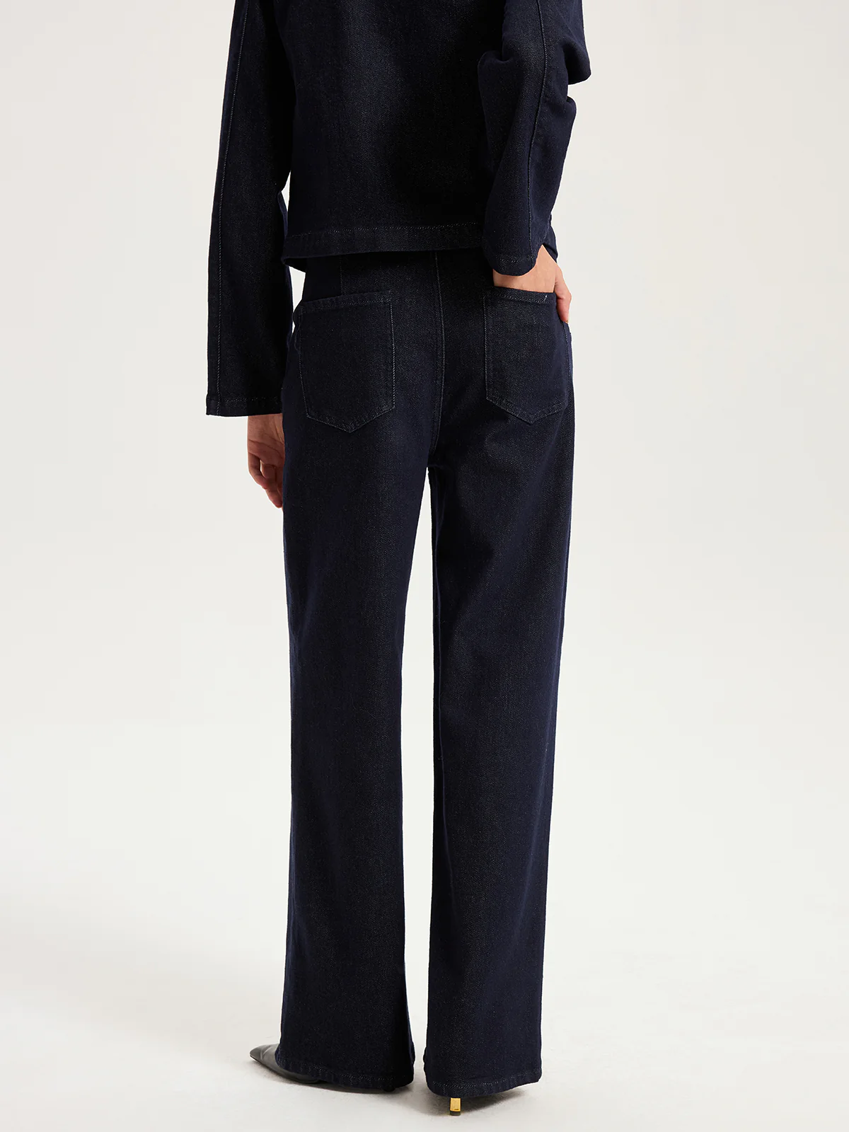 Metal Detail Denim Wide-Leg Jeans - Wholesalesil