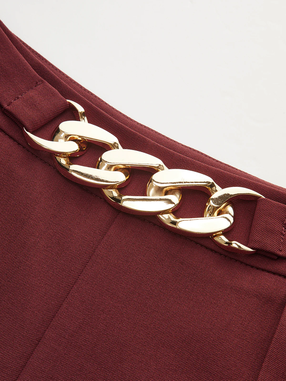 High-Waisted Chain Pleated Wide-Leg Pants - Wholesalesil