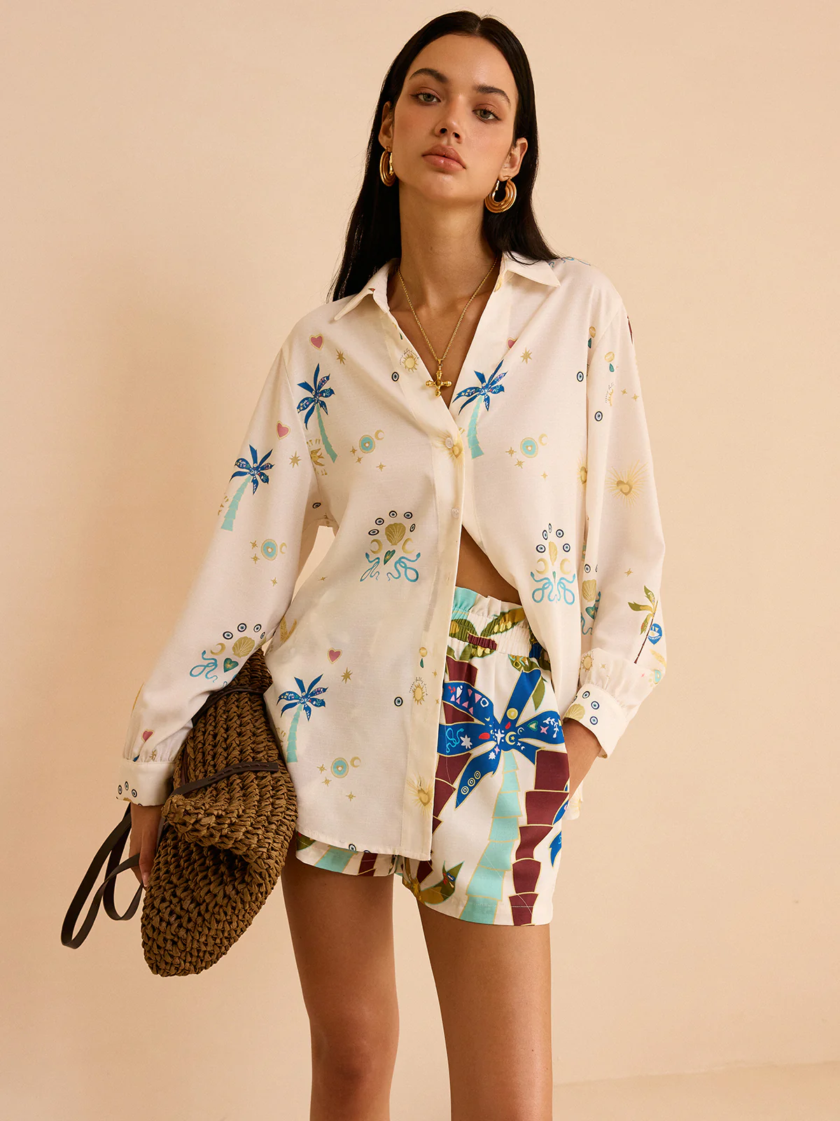 Tropical Print Shorts Set - Wholesalesil