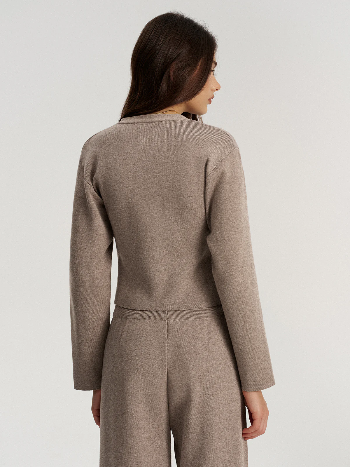 Metal Button V-Neck Knit Cardigan - Wholesalesil