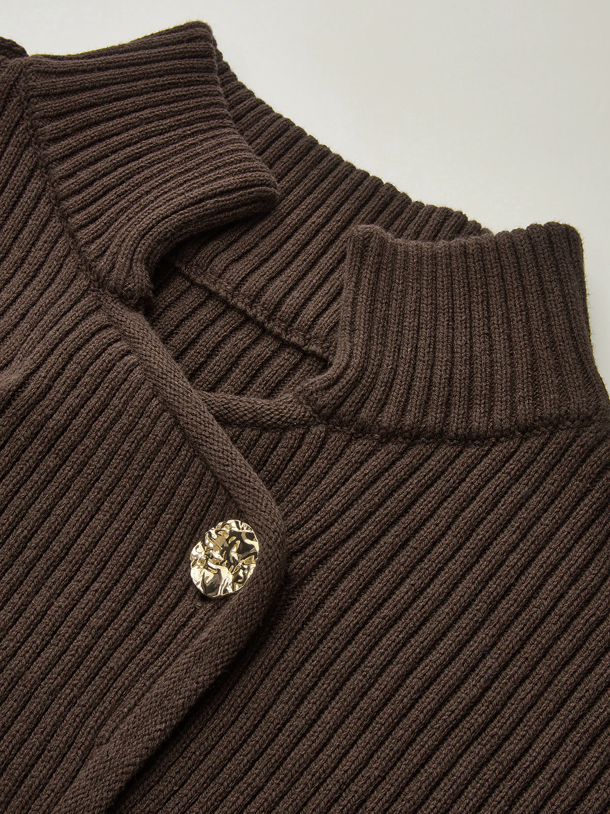 Stand Collar Asymmetric Button Cardigan - Wholesalesil