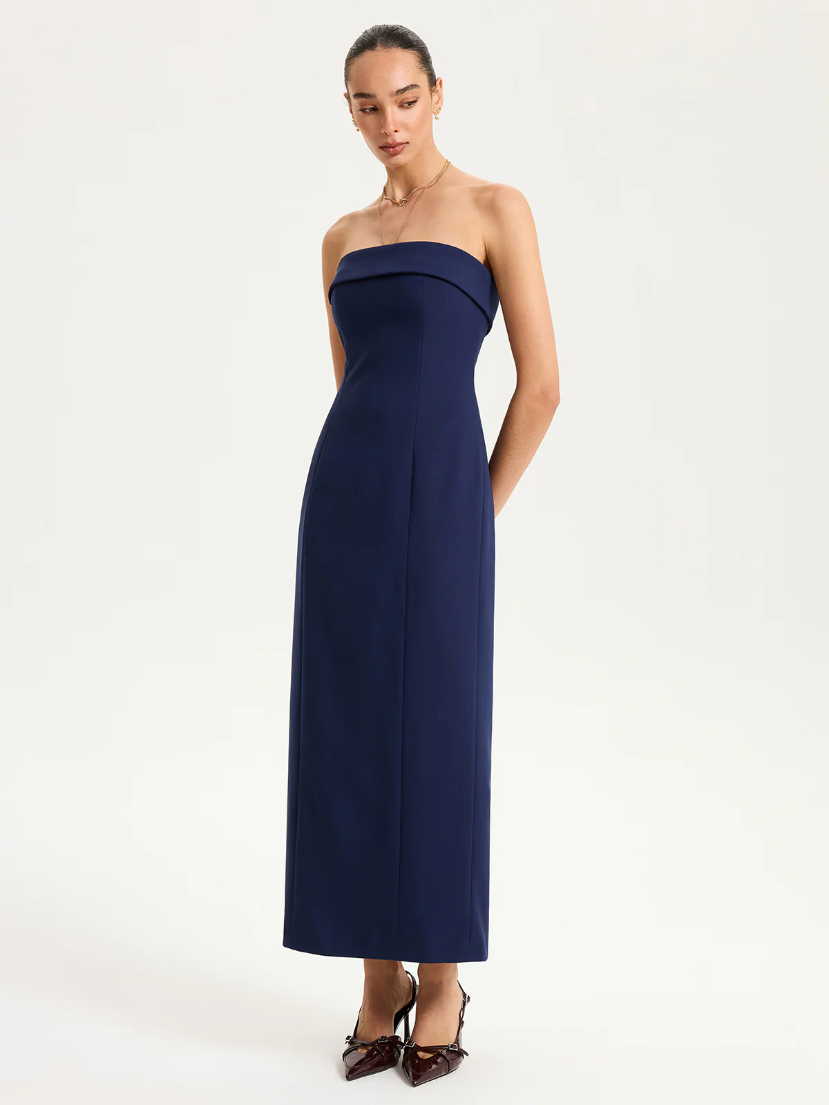 Strapless Maxi Dress with Removable Clear Straps - Wholesalesil