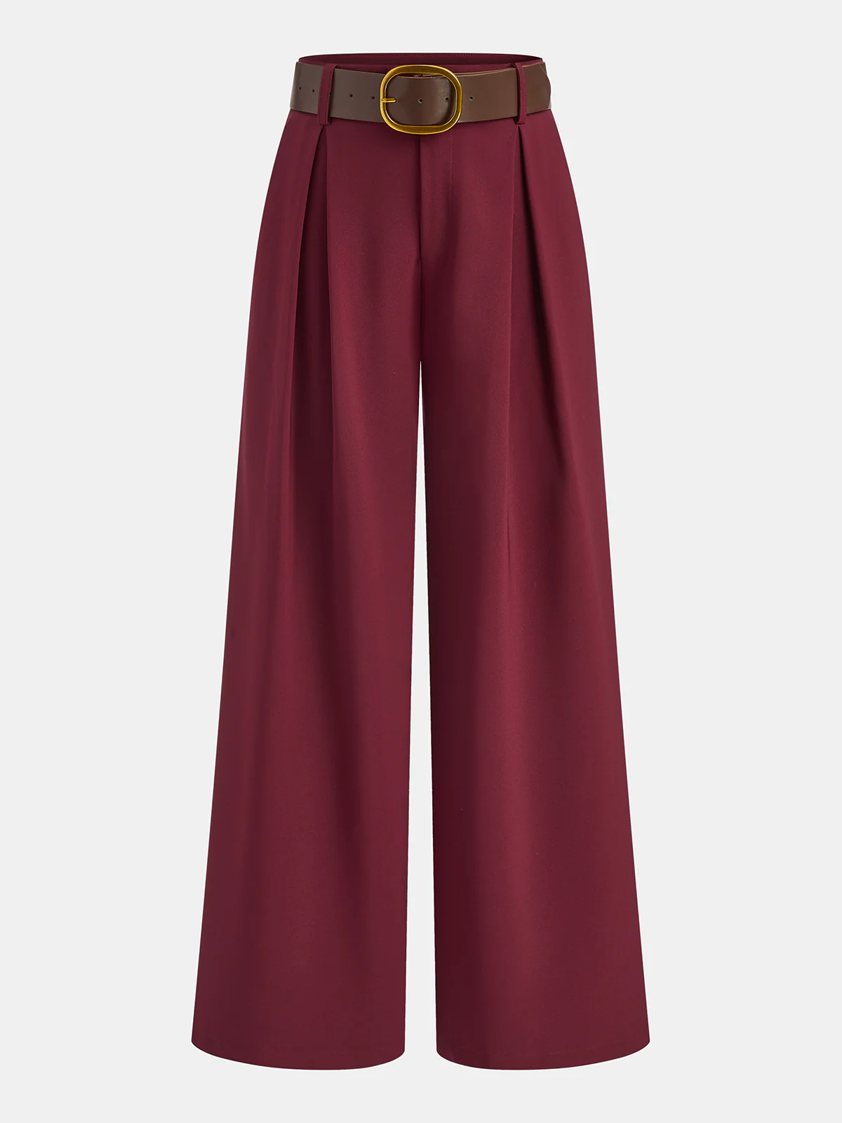 Belted Mid-Waist Wide-Leg Casual Pants - Wholesalesil