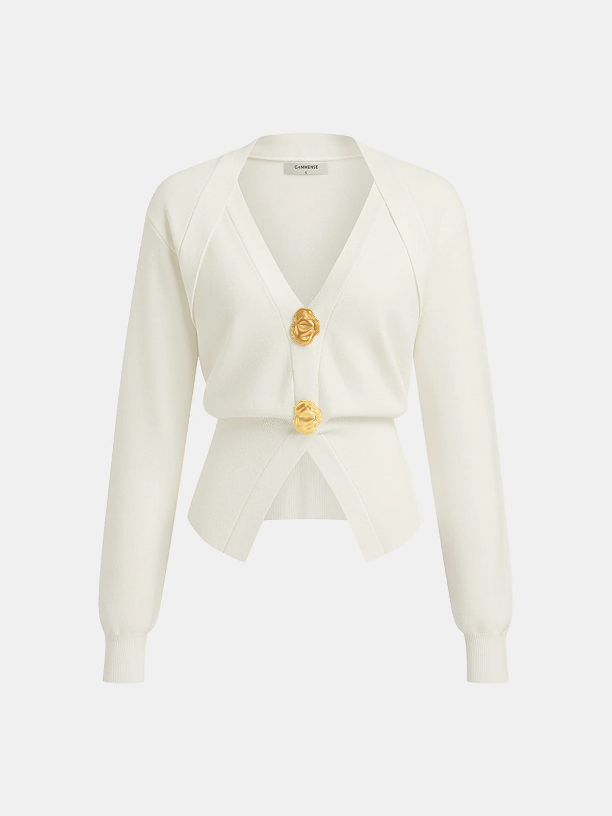 Metal Button V-Neck Knit Cardigan - Wholesalesil