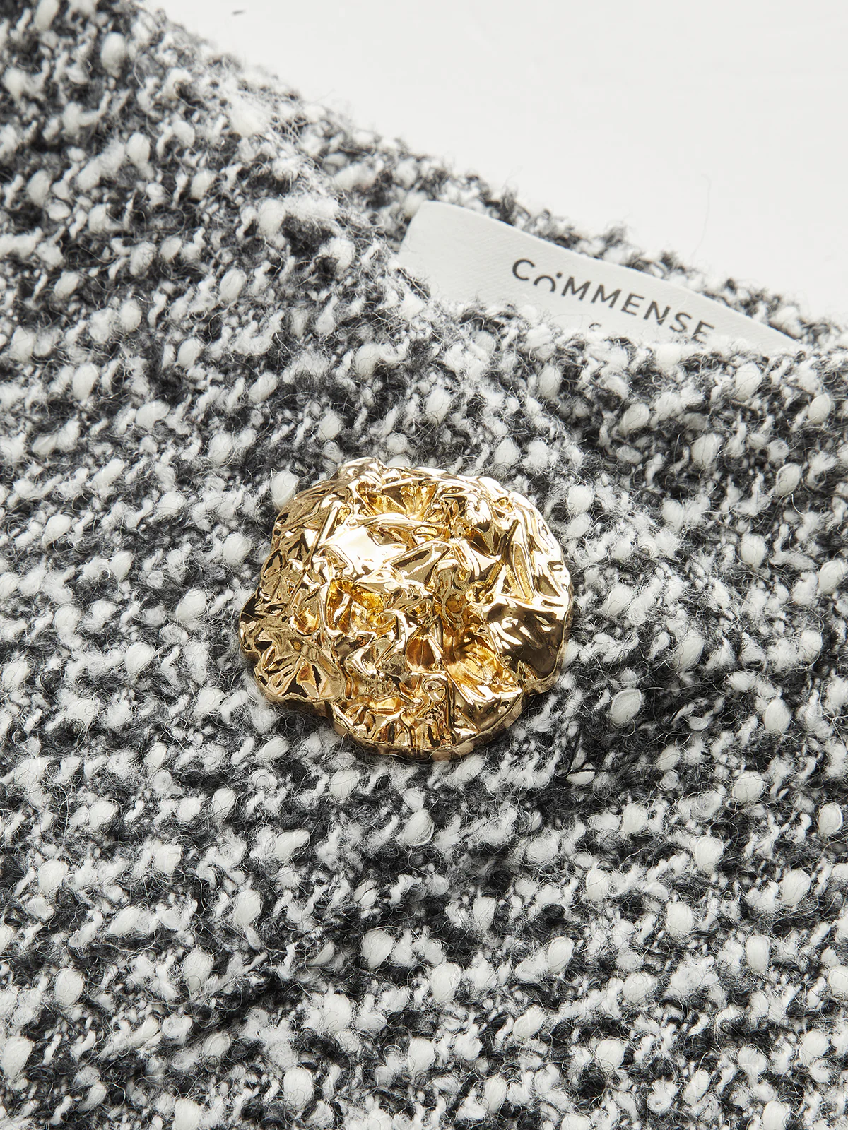 Metal Detail Tweed High-Waist Shorts - Wholesalesil