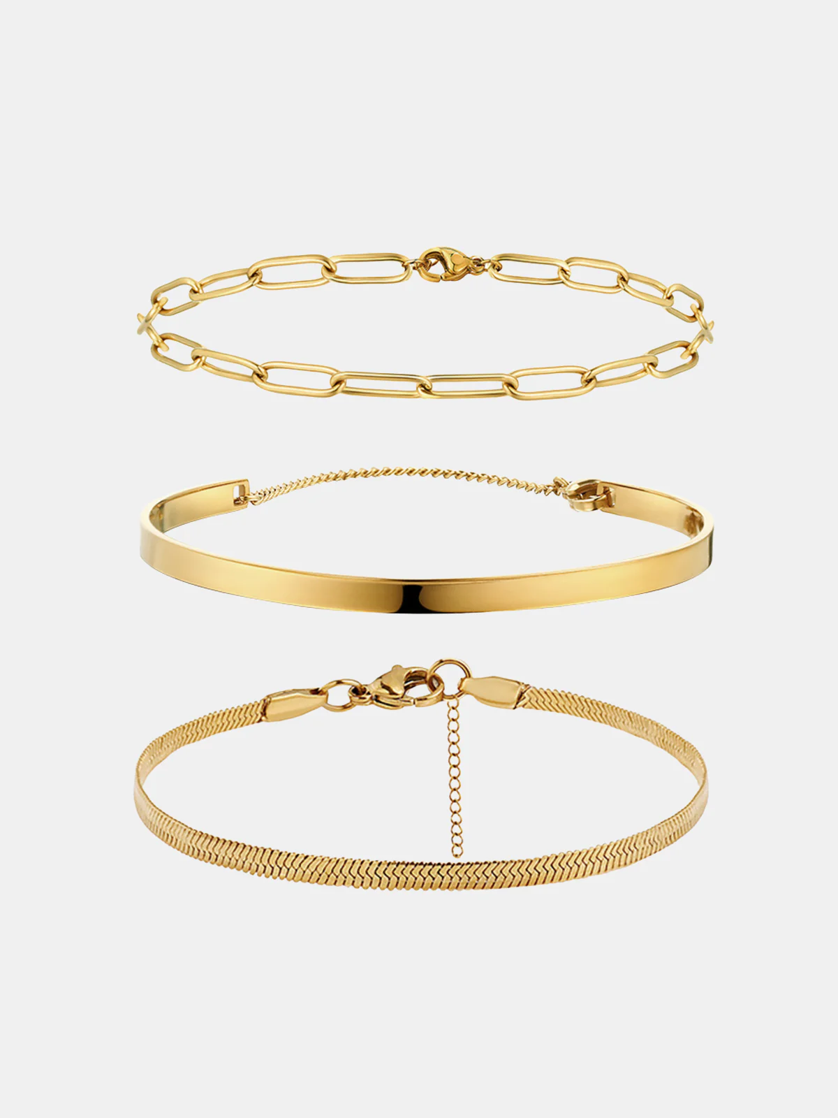 3pcs Geometric Chain Bracelet Set - Wholesalesil