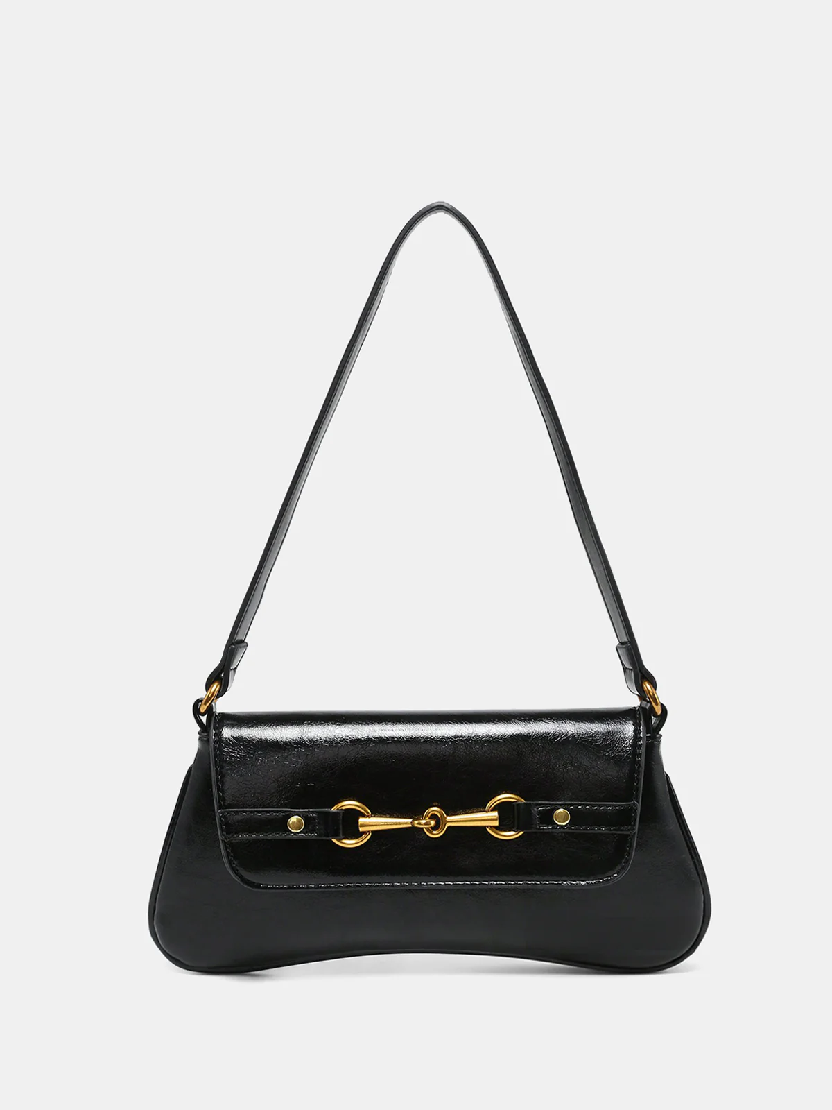 Horsebit PU Leather Shoulder Bag - Wholesalesil
