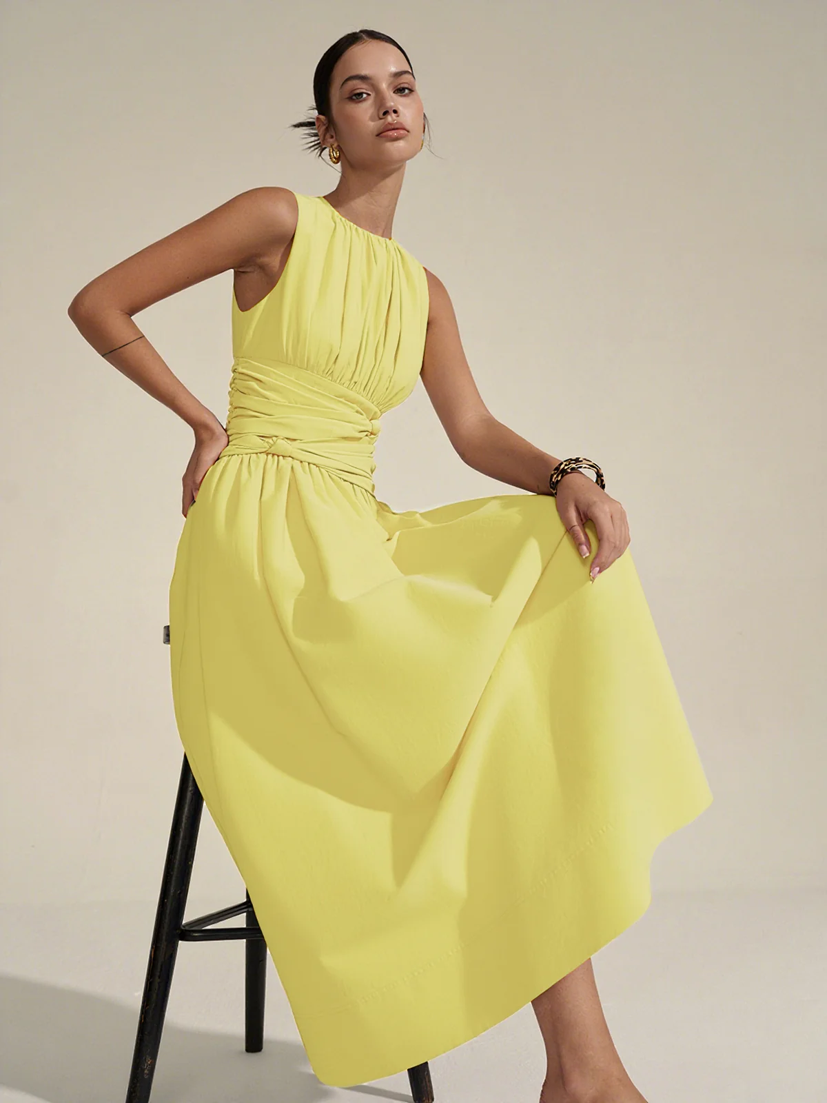 Ruched Waist Maxi Dress - Wholesalesil